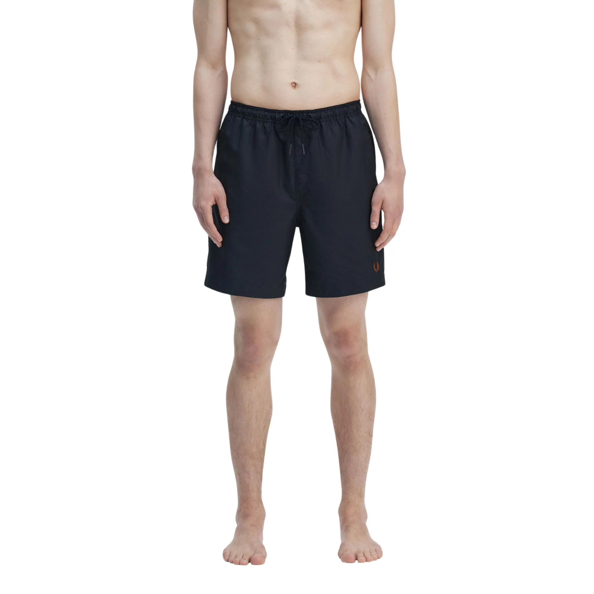 Mens Fred Perry Navy/Cinnamon Classic Swim Shorts - Image 2