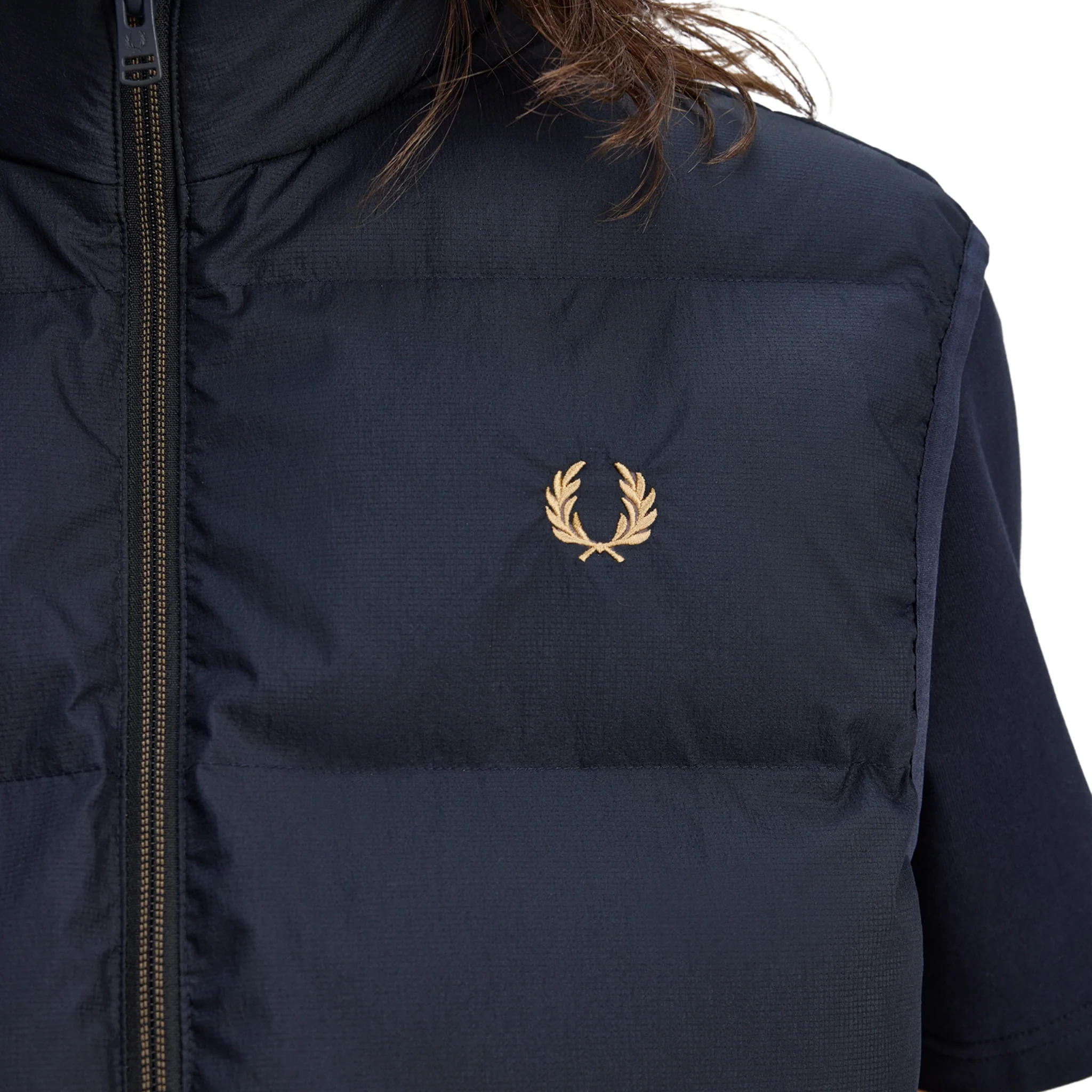 Mens Fred Perry Navy Insulated Gilet - Image 3