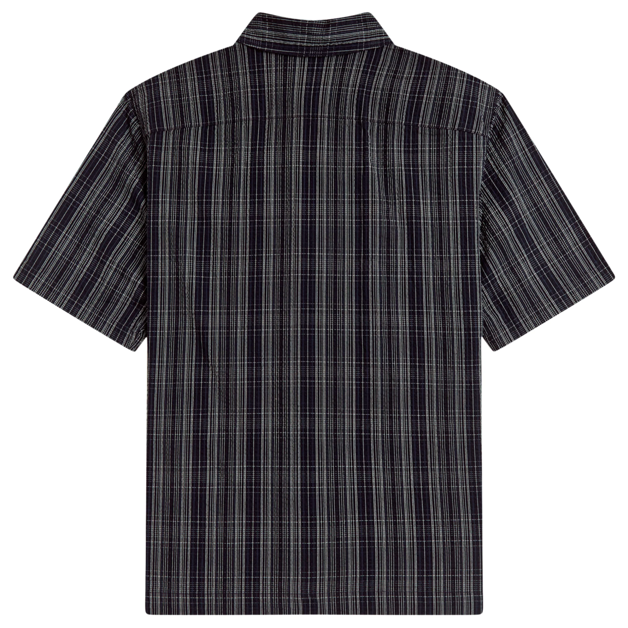 Mens Fred Perry Navy Seersucker Check S/s Shirt - Image 2