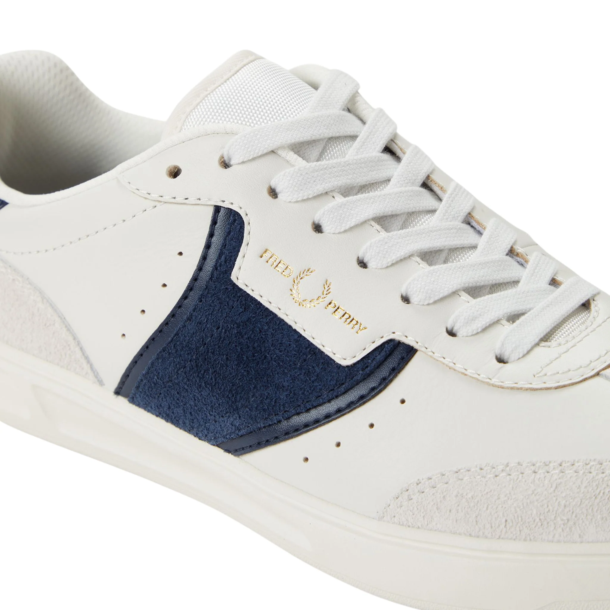 Mens Fred Perry Porcelain B4 Textured Leather Trainers - Image 5