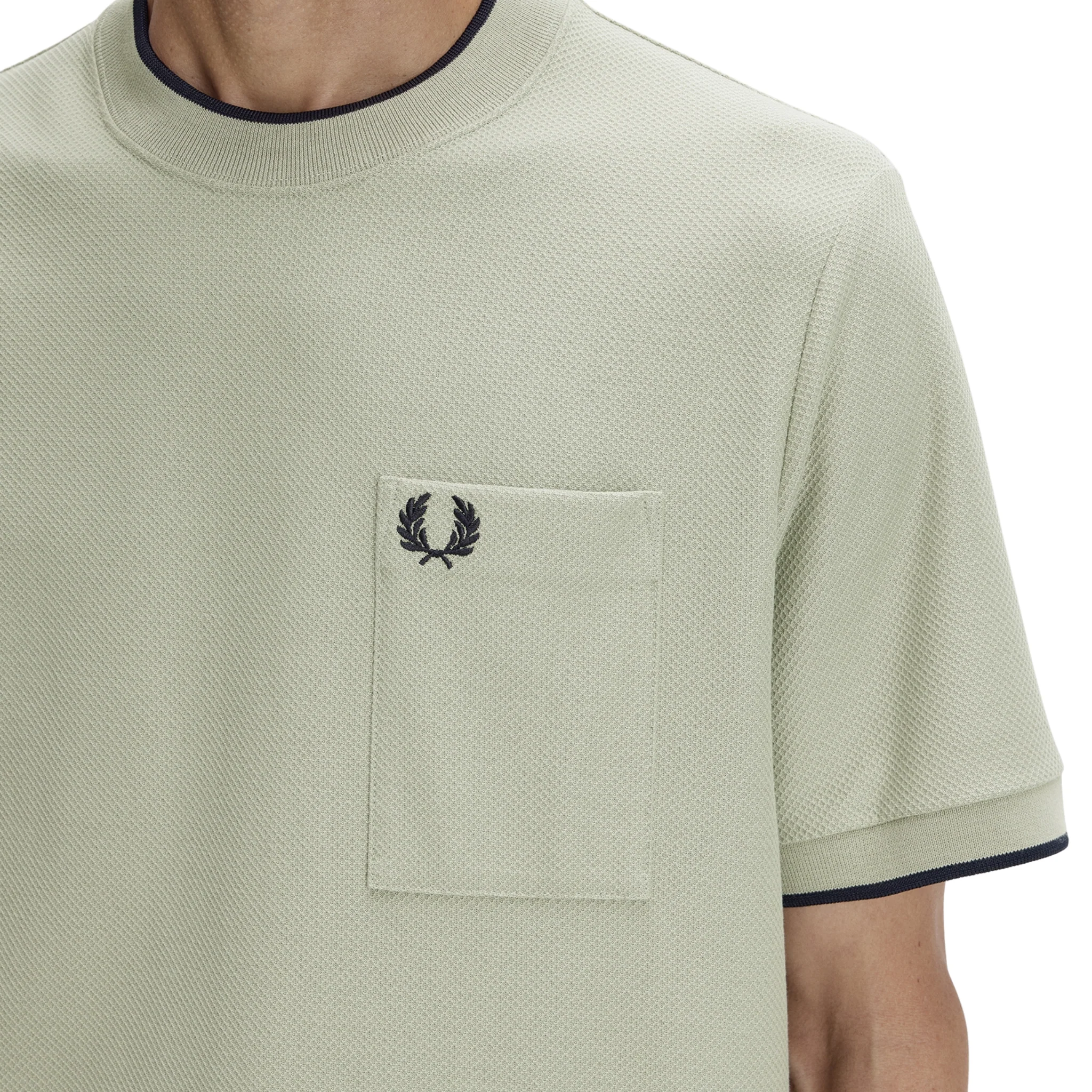 Mens Fred Perry Seagrass Pocket Detail Pique S/s T Shirt - Image 3