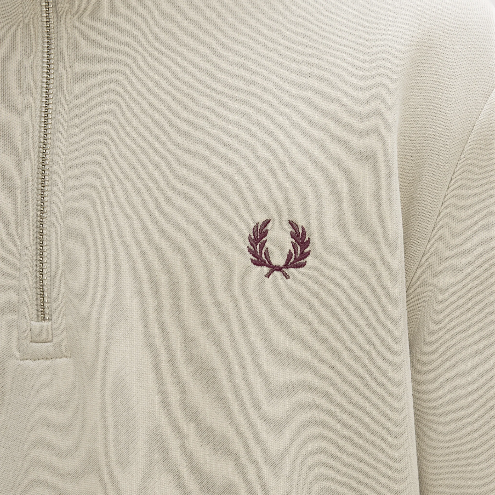 Mens Fred Perry Warm Oat Half Zip Sweatshirt - Image 3