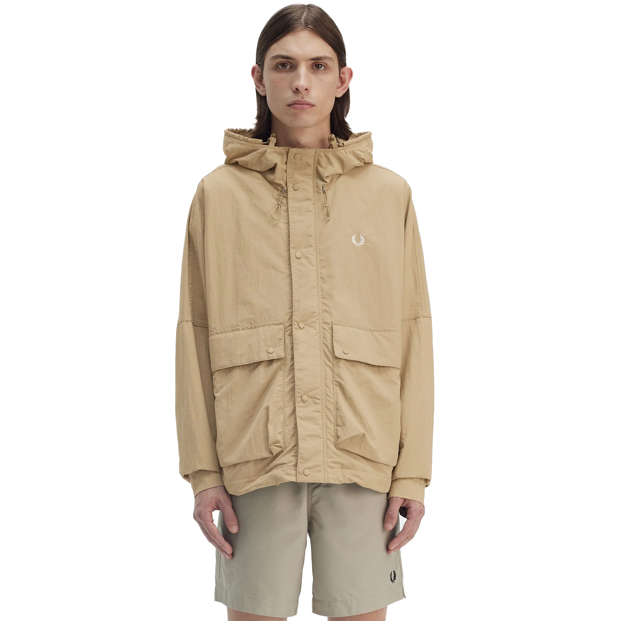 Mens Fred Perry Warm Stone Cropped Fishing Parka - Image 2
