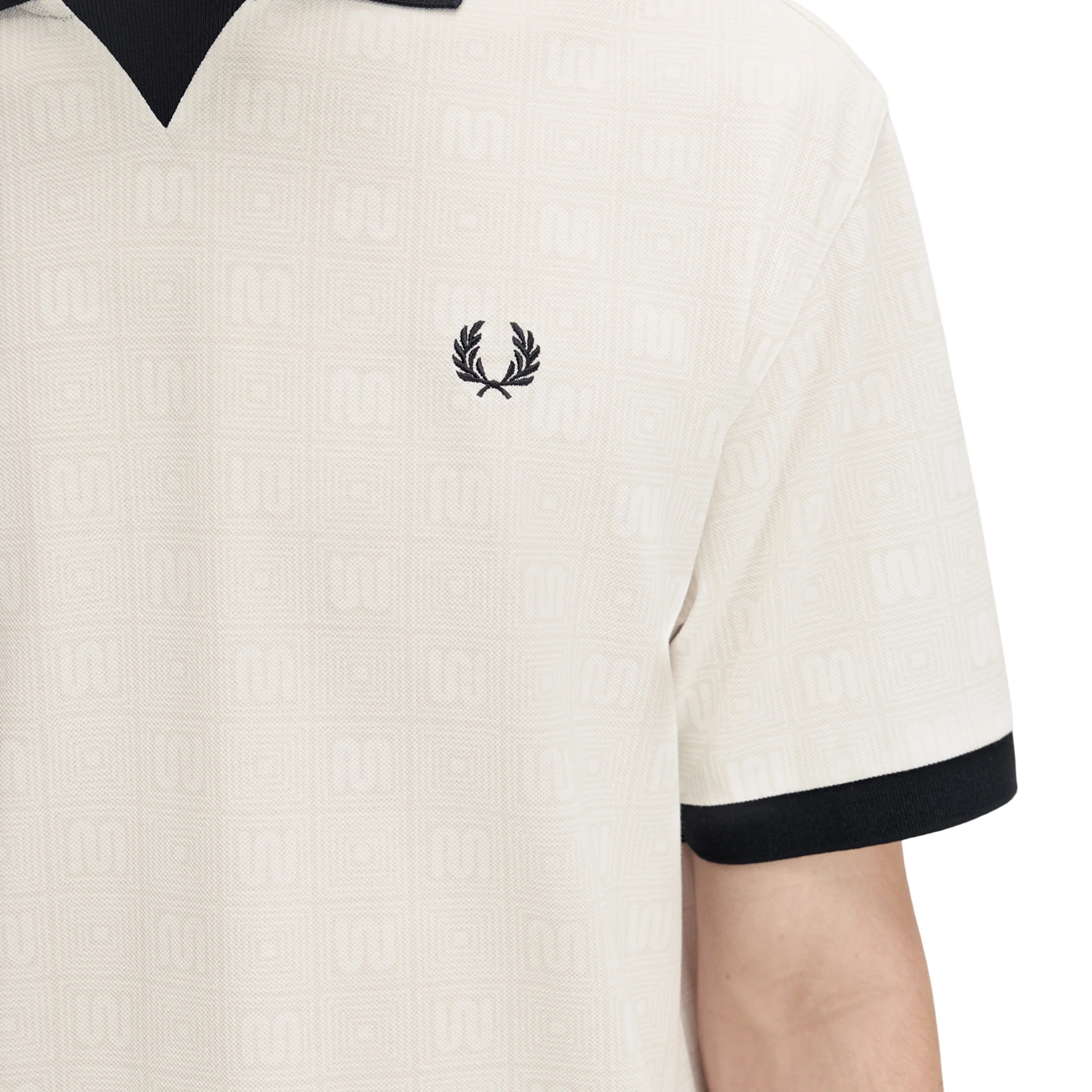 Mens Fred Perry x Meyba Ecru Printed S/s Polo Shirt - Image 4