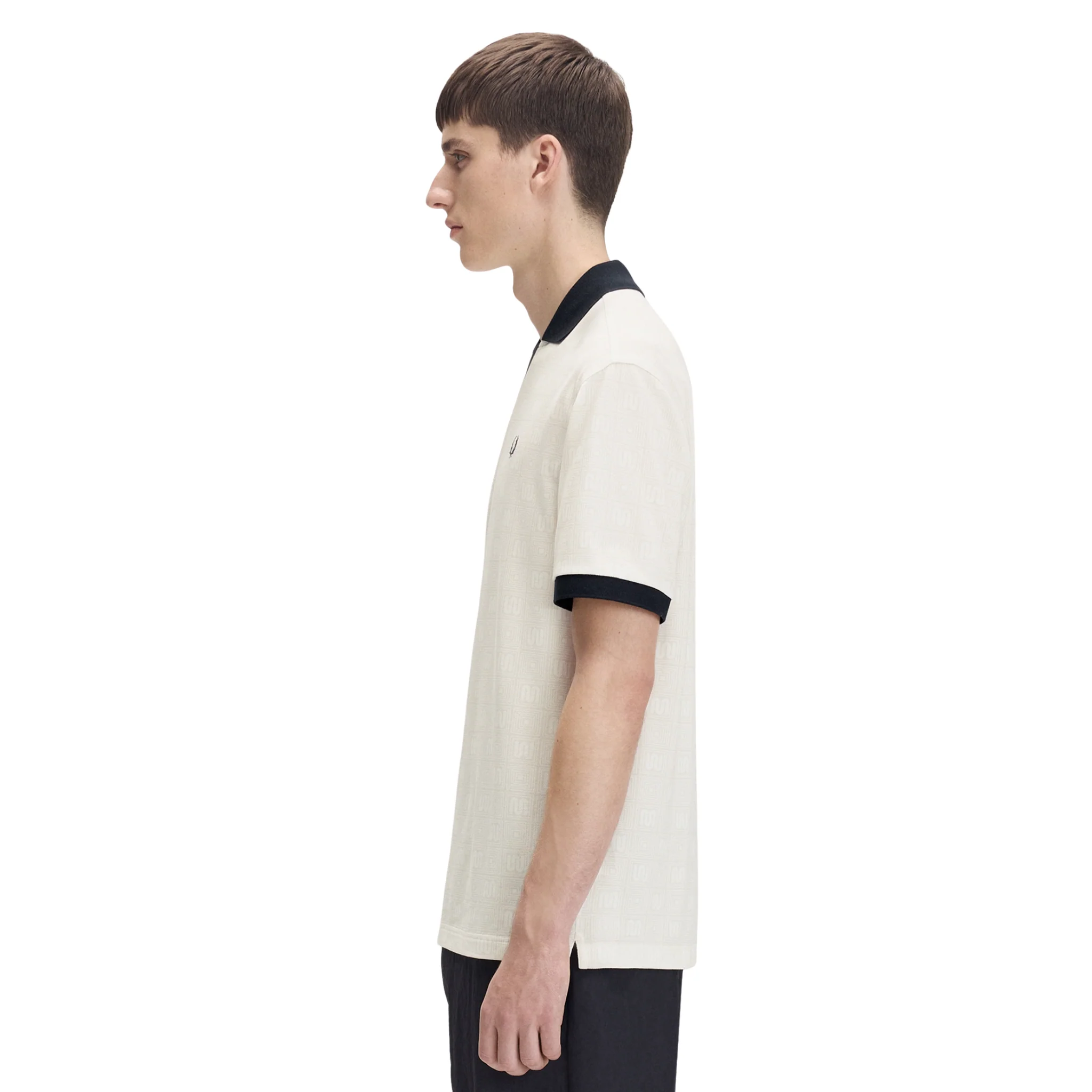 Mens Fred Perry x Meyba Ecru Printed S/s Polo Shirt - Image 6