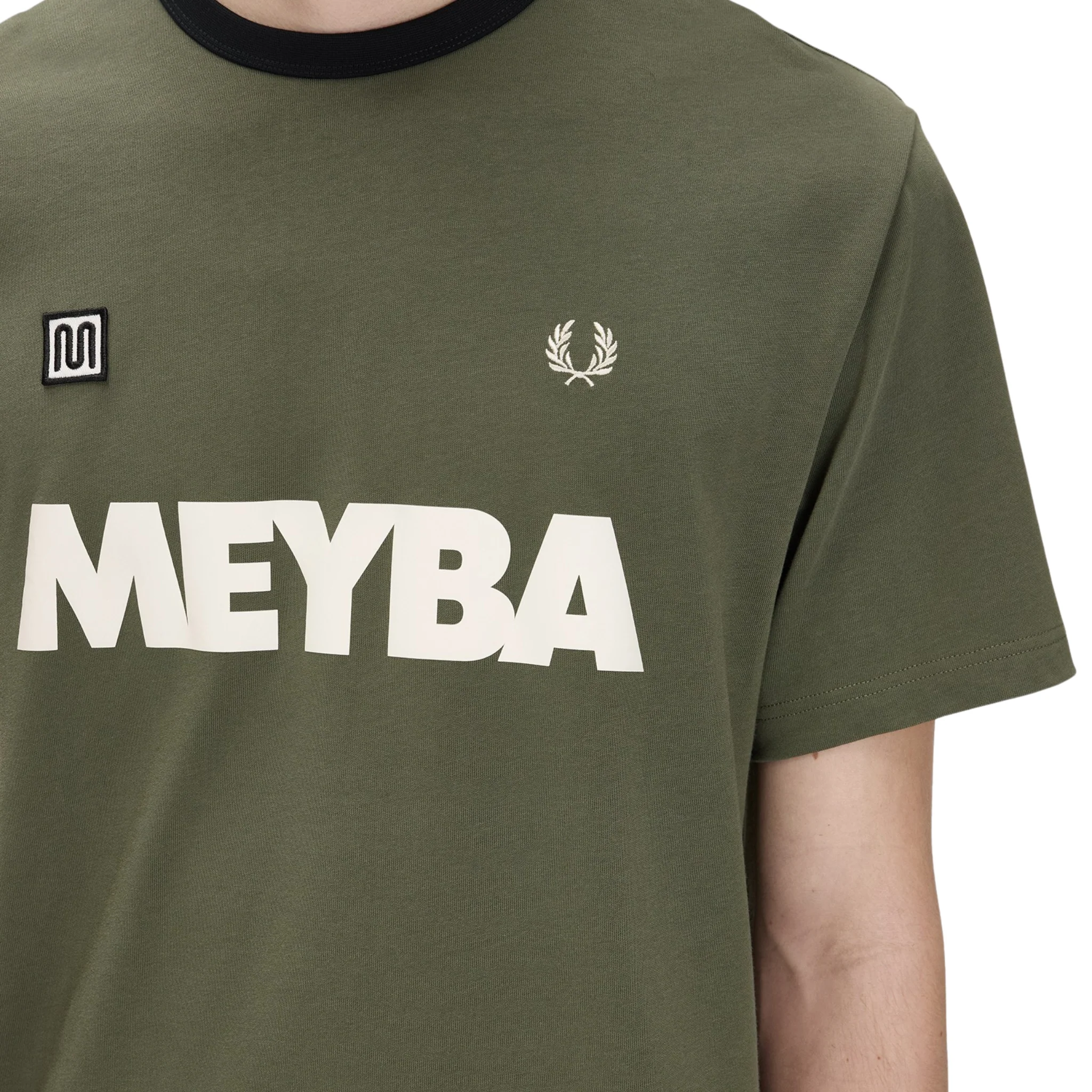 Mens Fred Perry x Meyba Laurel Wreath Green Ringer S/s T Shirt - Image 5