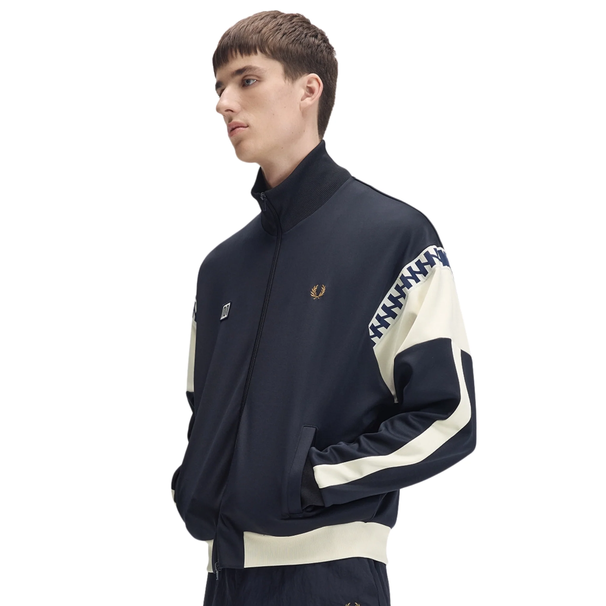 Mens Fred Perry x Meyba Navy Cut & Sew Track Jacket - Image 7