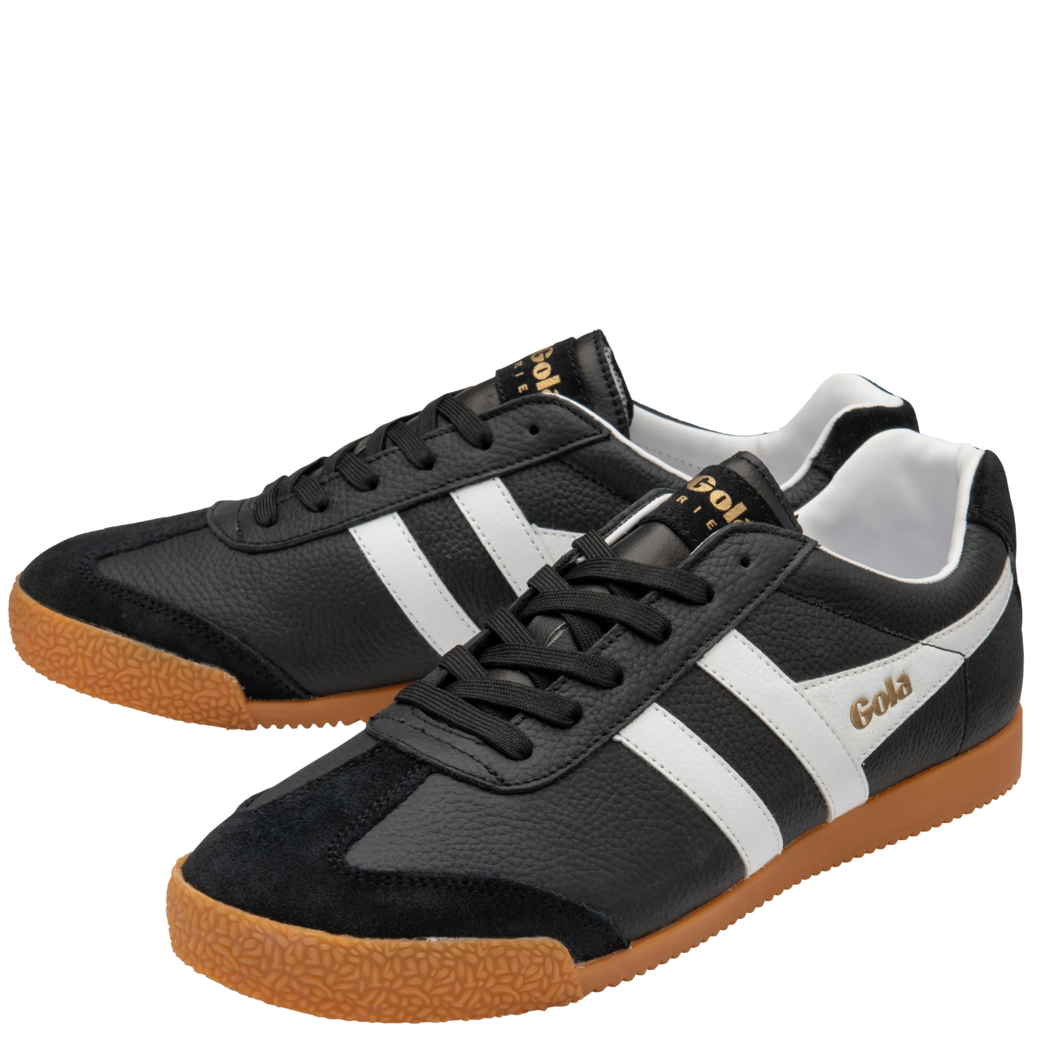 Mens Gola Black/White/White Harrier Leather Trainers - Image 3