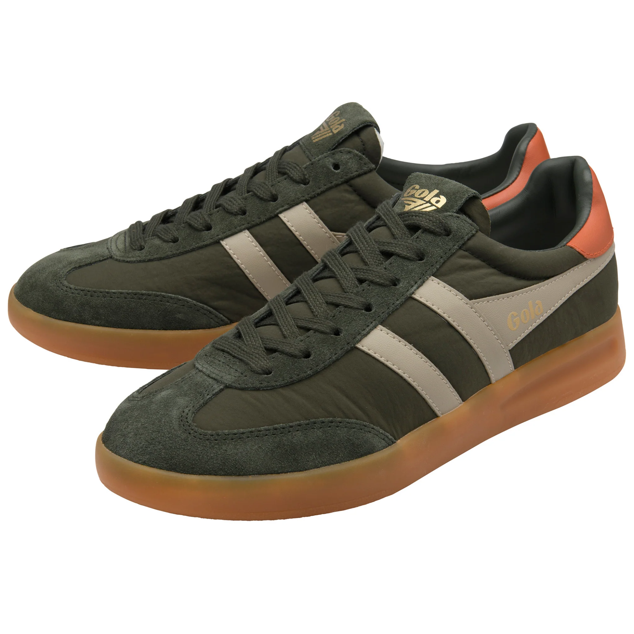 Mens Gola Dark Khaki/Bone/Orange/Gum Cyclone Nylon Trainers - Image 3