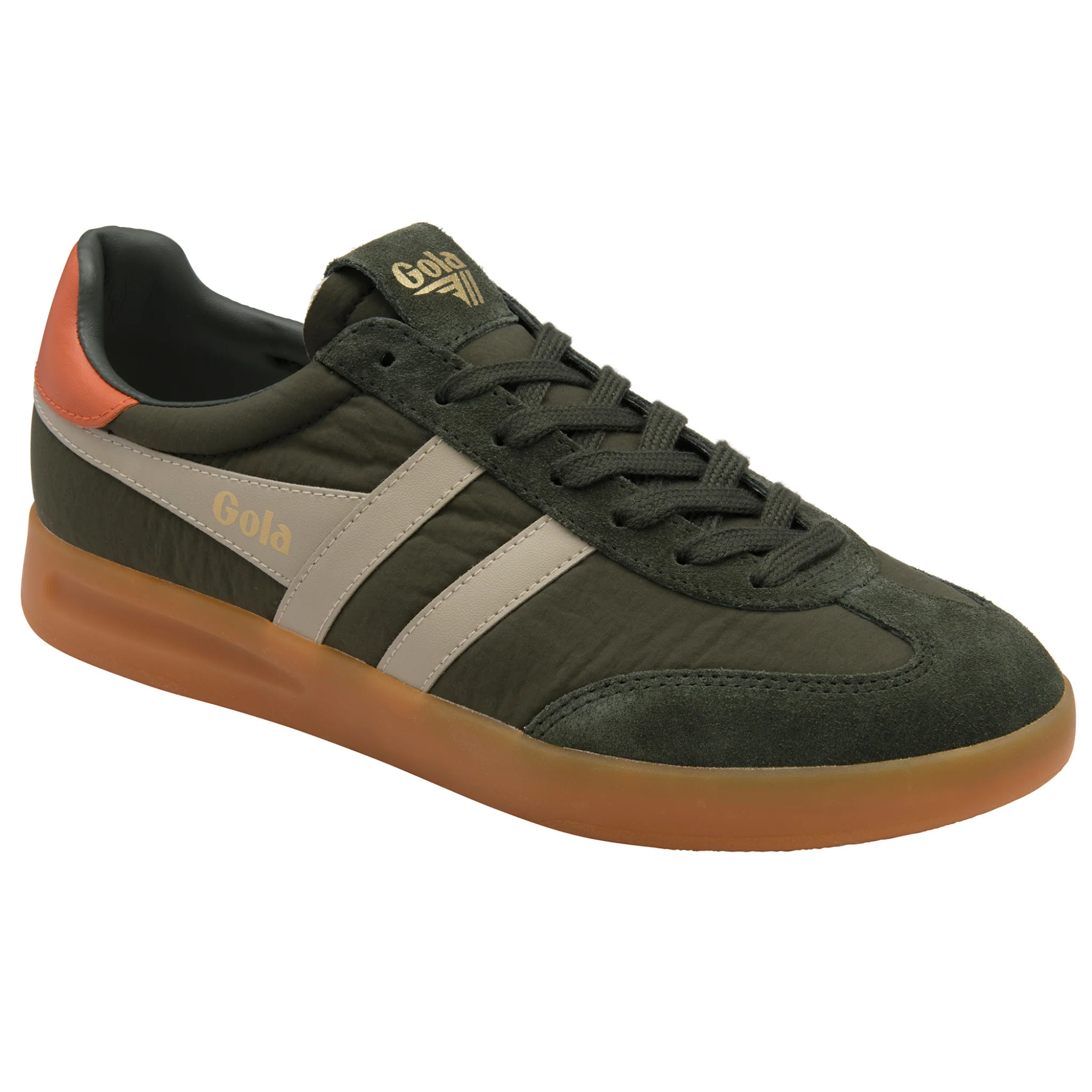 Mens Gola Dark Khaki/Bone/Orange/Gum Cyclone Nylon Trainers - Image 4