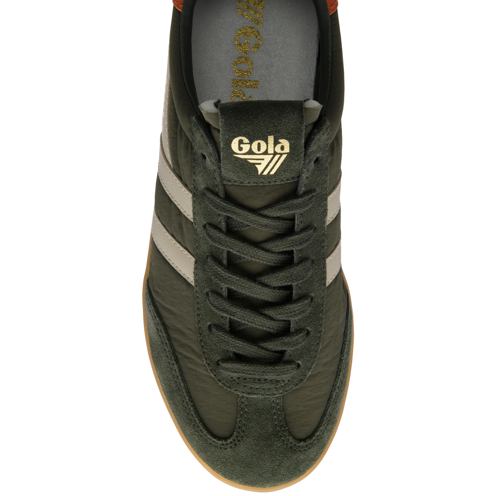 Mens Gola Dark Khaki/Bone/Orange/Gum Cyclone Nylon Trainers - Image 5