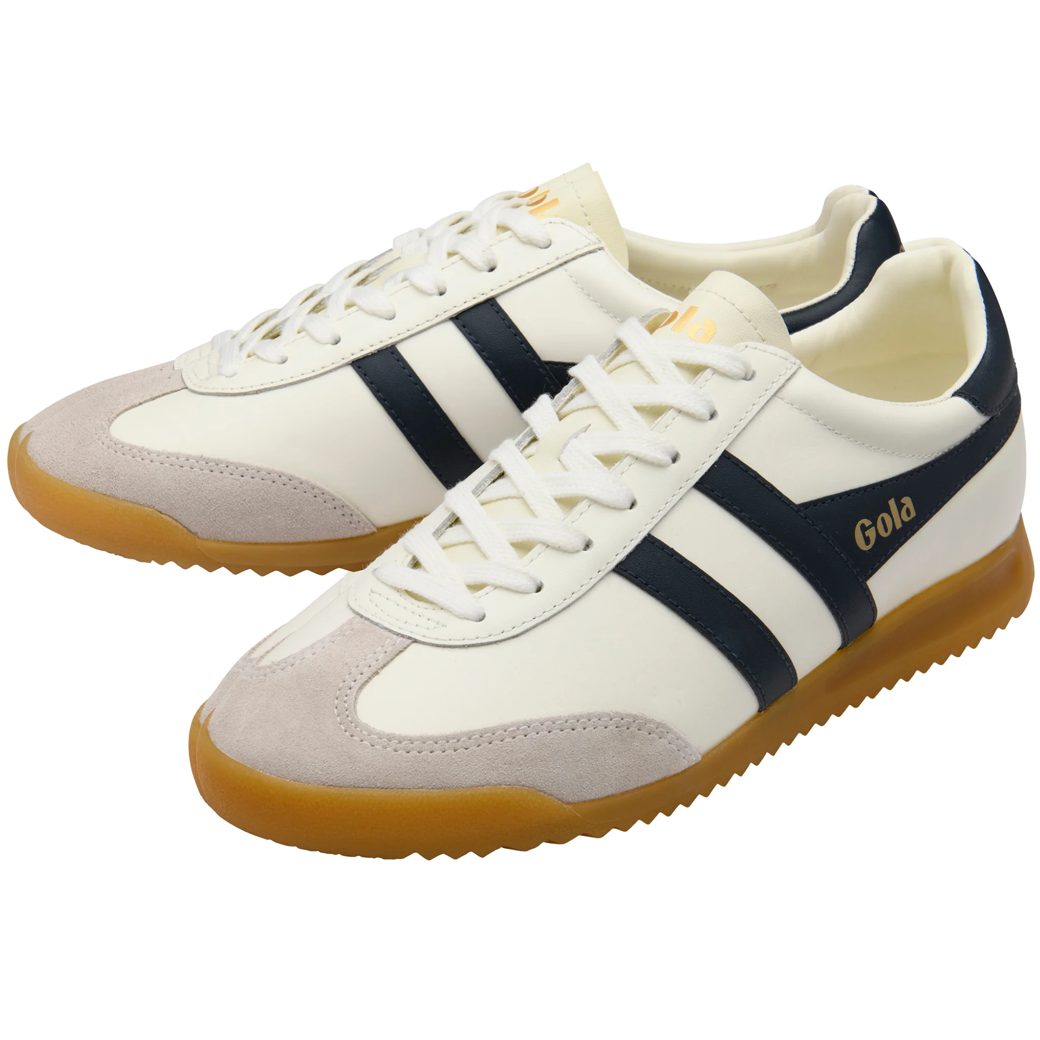 Mens Gola Off White/Navy Torpedo Leather Trainers - Image 4