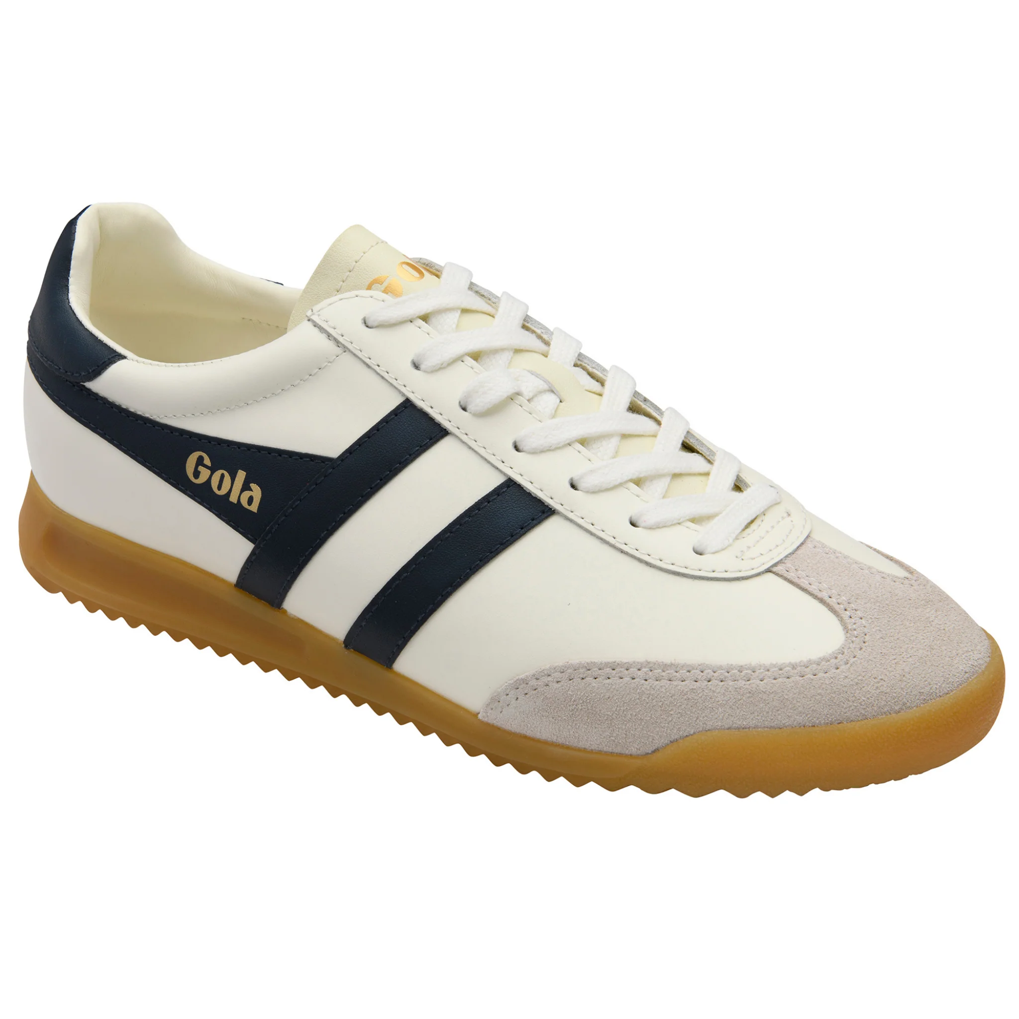 Mens Gola Off White/Navy Torpedo Leather Trainers - Image 5
