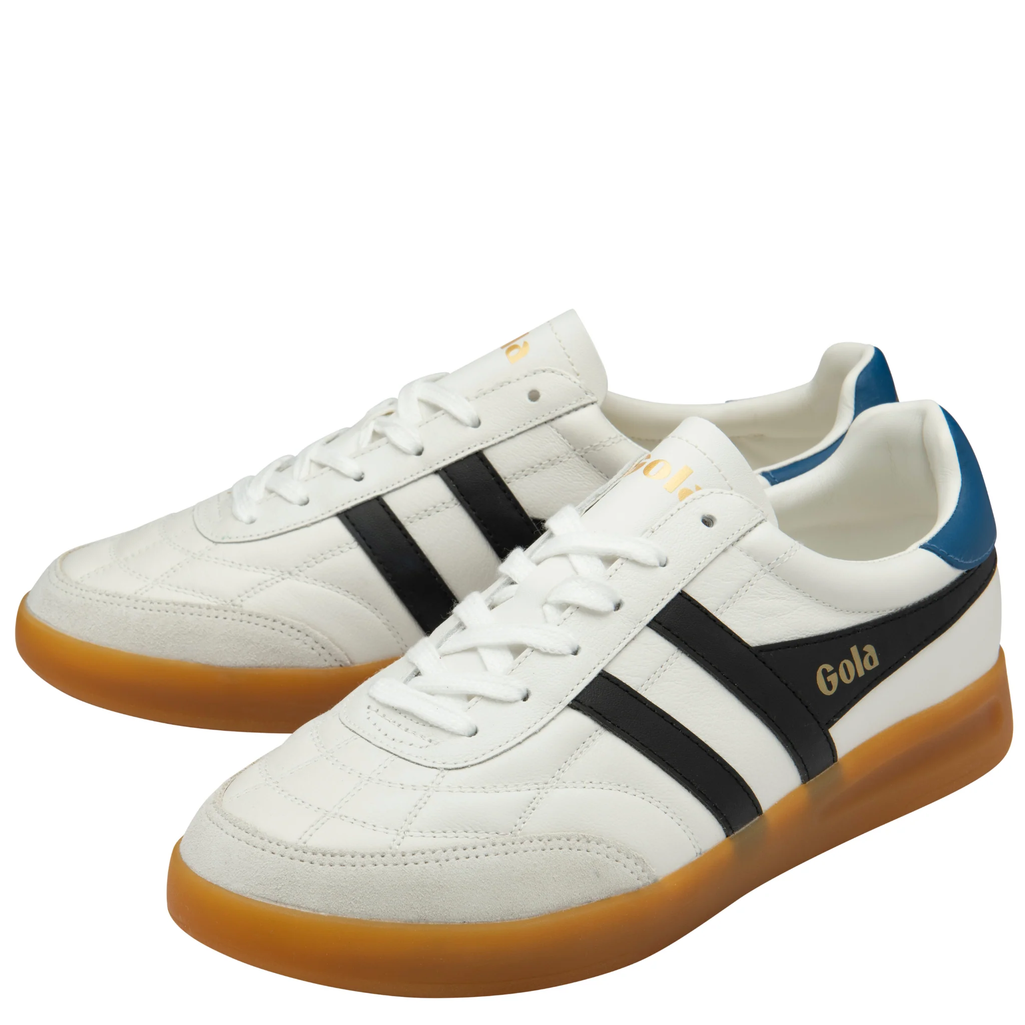 Mens Gola White/Black/Marine Blue/Gum Stadia Leather Trainers - Image 4