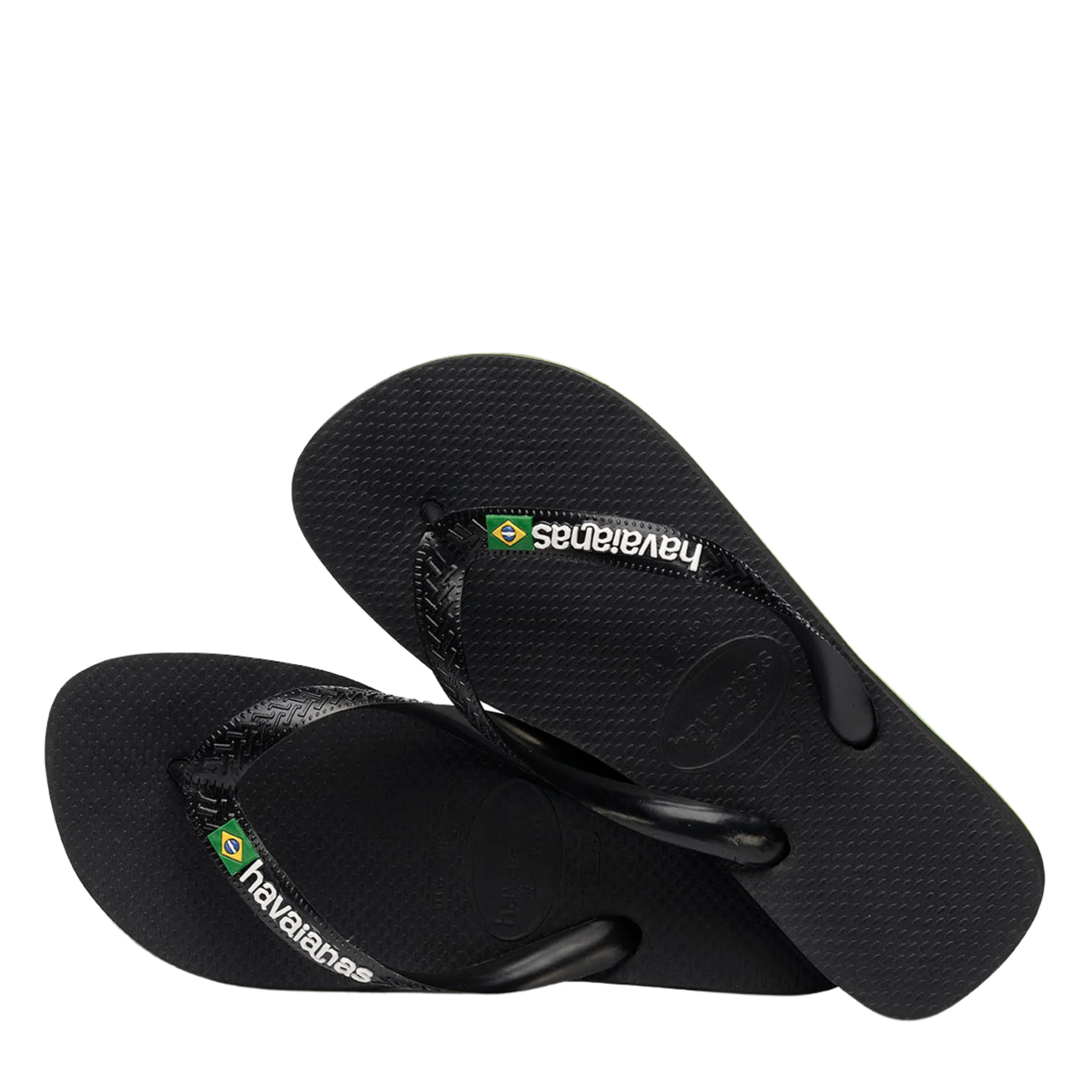Mens Havaianas Black/Black Brasil Logo Flip Flops - Image 4