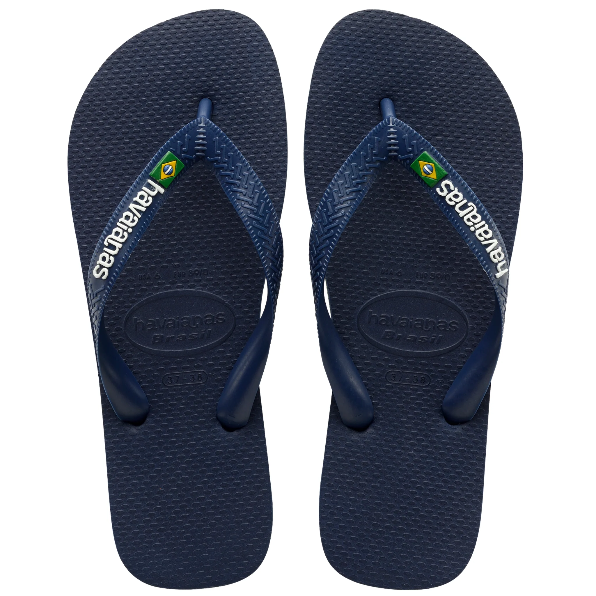 Mens Havaianas Navy Blue Brasil Logo Flip Flops - Image 2