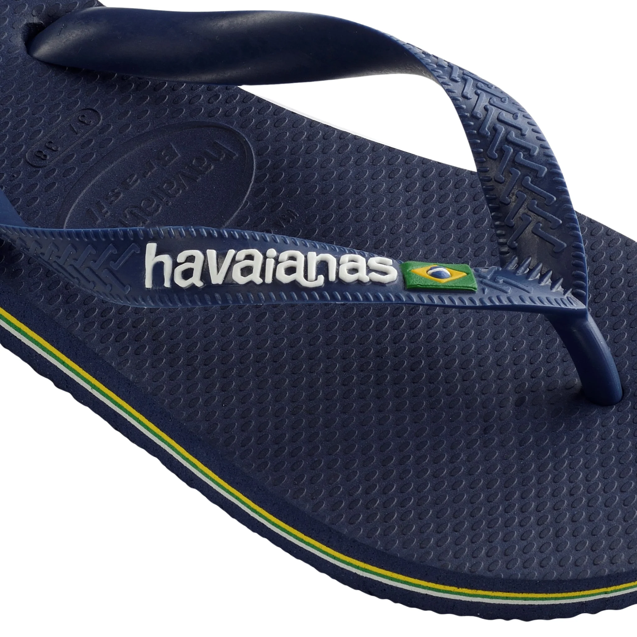 Mens Havaianas Navy Blue Brasil Logo Flip Flops - Image 3