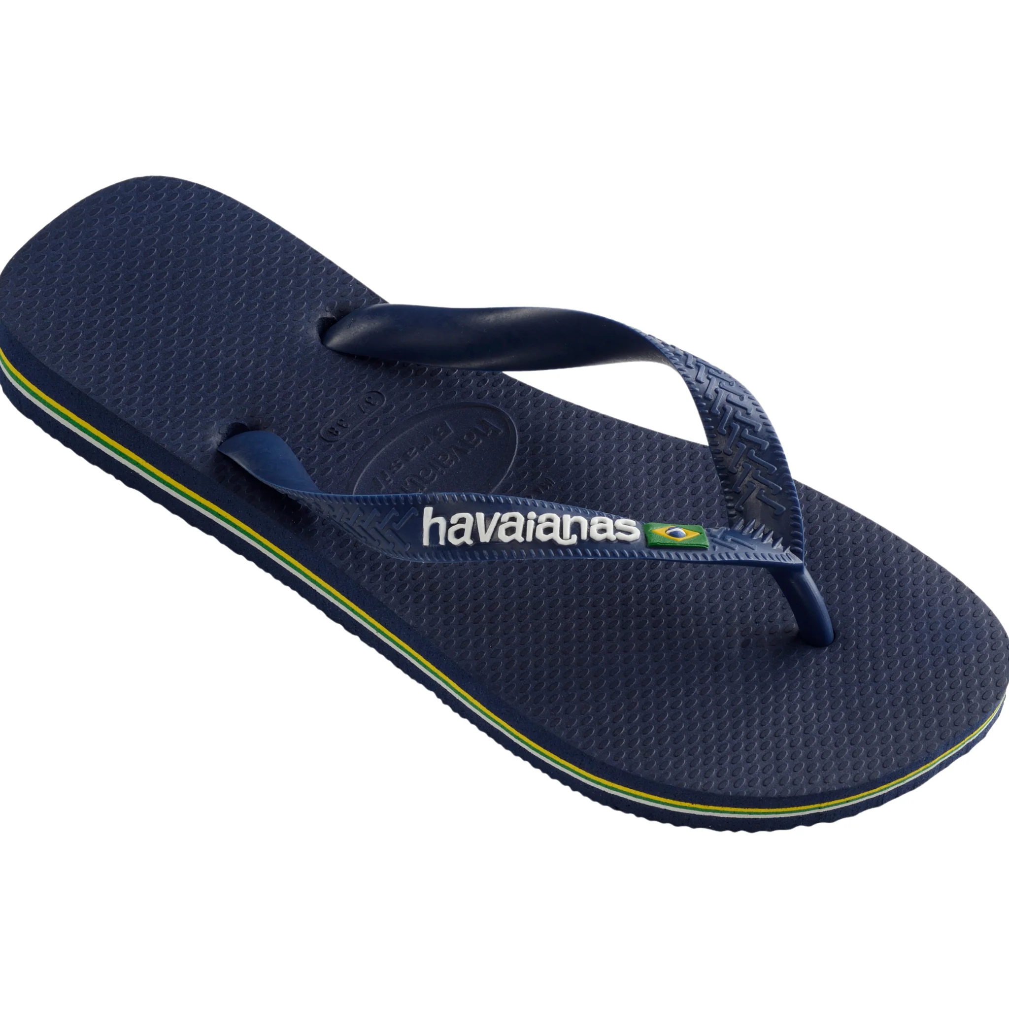Mens Havaianas Navy Blue Brasil Logo Flip Flops - Image 4