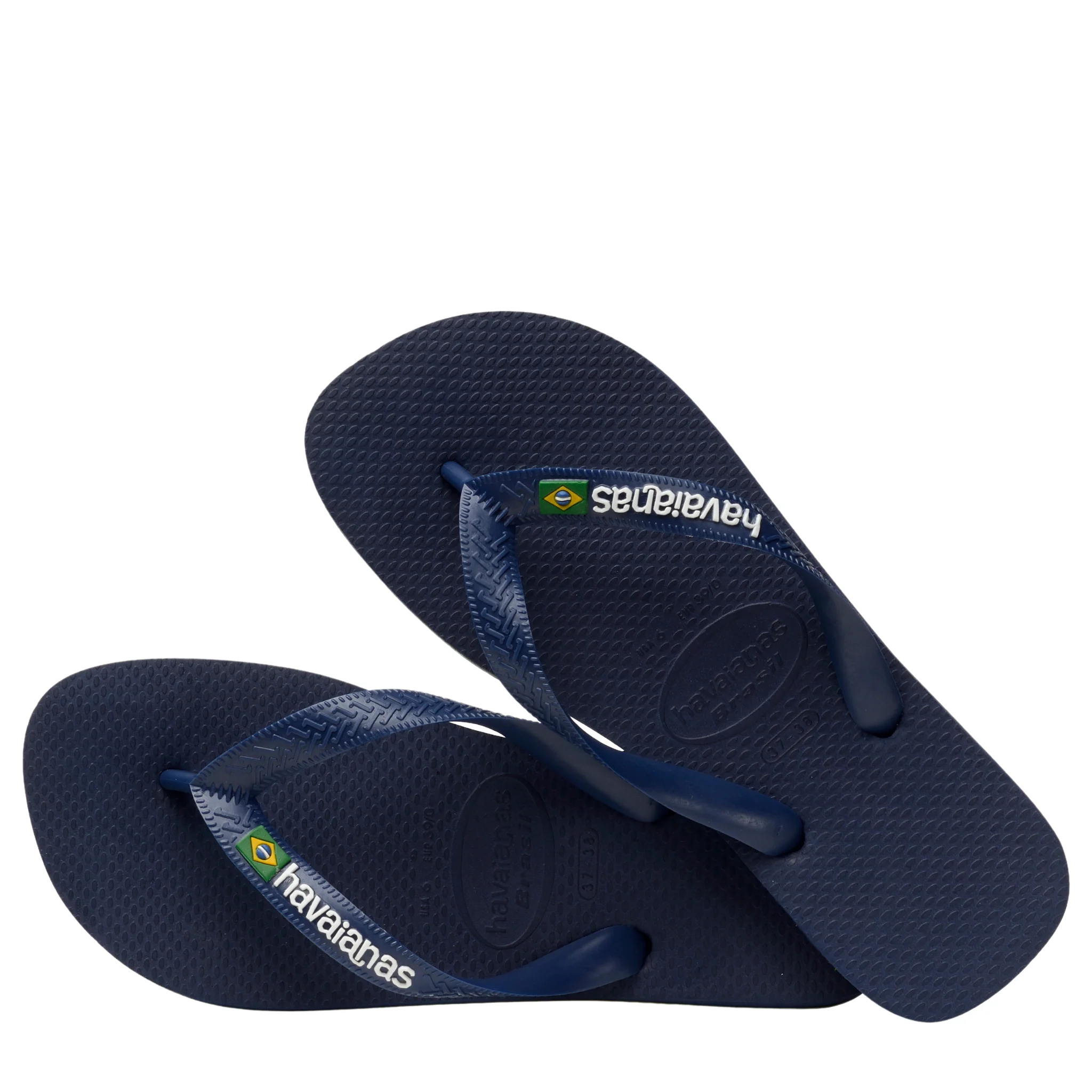 Mens Havaianas Navy Blue Brasil Logo Flip Flops - Image 5