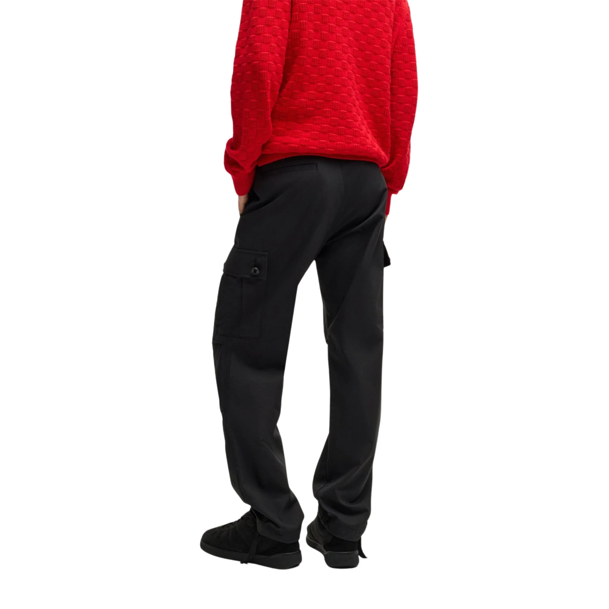 Mens HUGO Black Garlo233 Cargo Trousers - Image 5