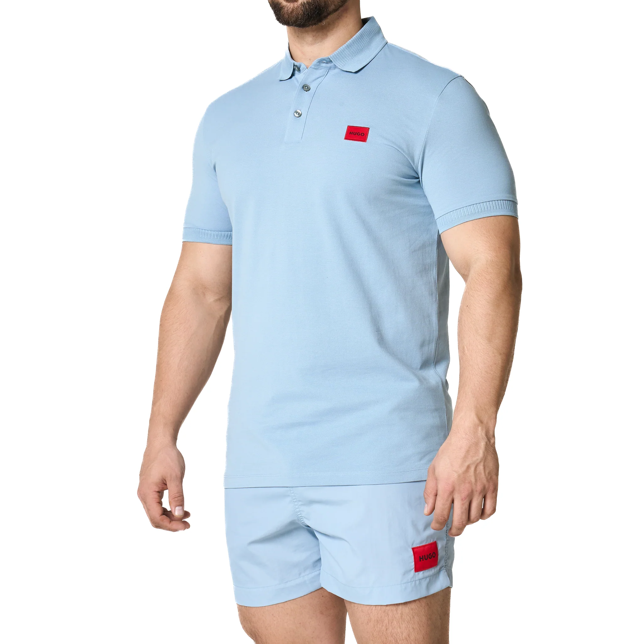 Mens HUGO Blue Dereso232 S/s Polo Shirt - Image 2