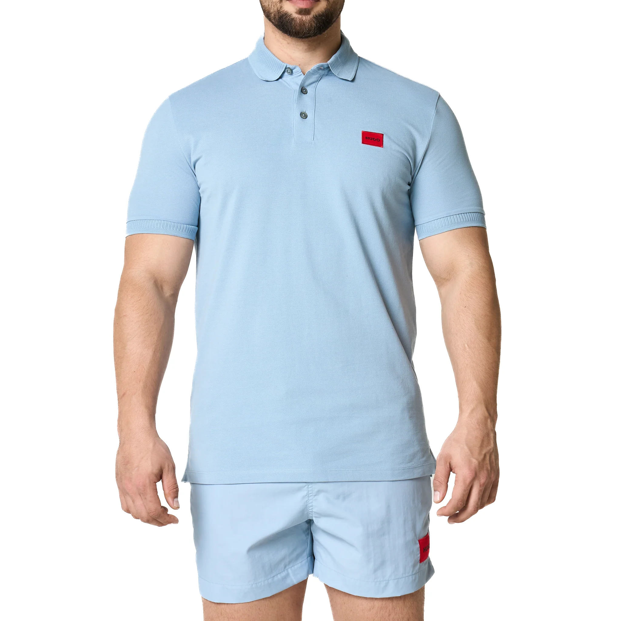 Mens HUGO Blue Dereso232 S/s Polo Shirt - Image 3