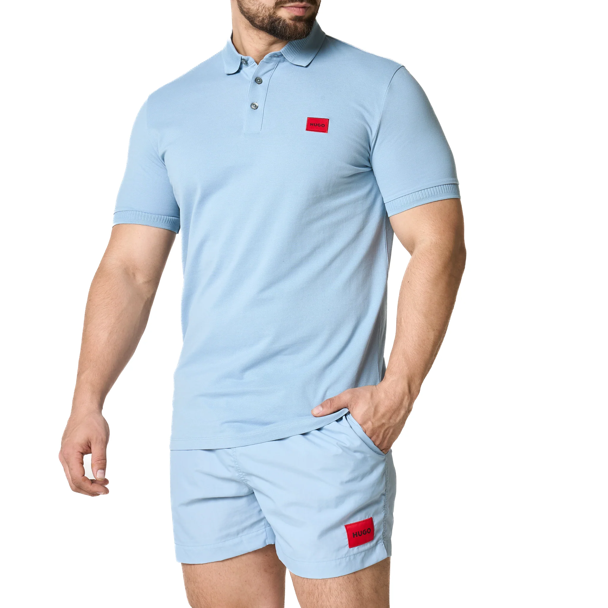 Mens HUGO Blue Dereso232 S/s Polo Shirt - Image 4