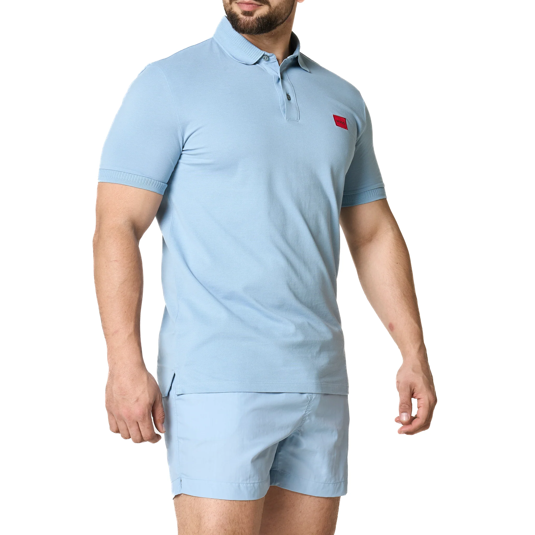 Mens HUGO Blue Dereso232 S/s Polo Shirt - Image 6