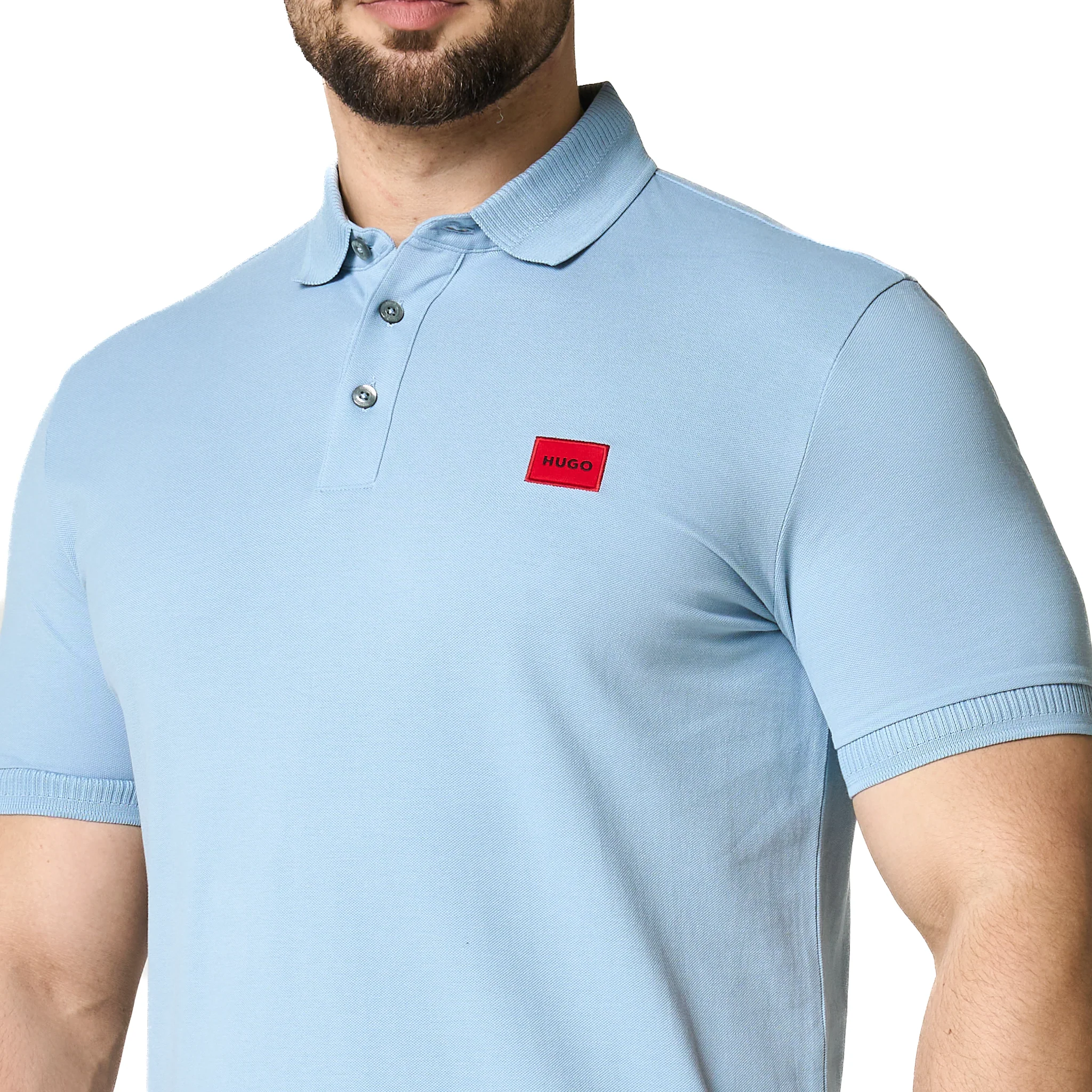 Mens HUGO Blue Dereso232 S/s Polo Shirt - Image 9
