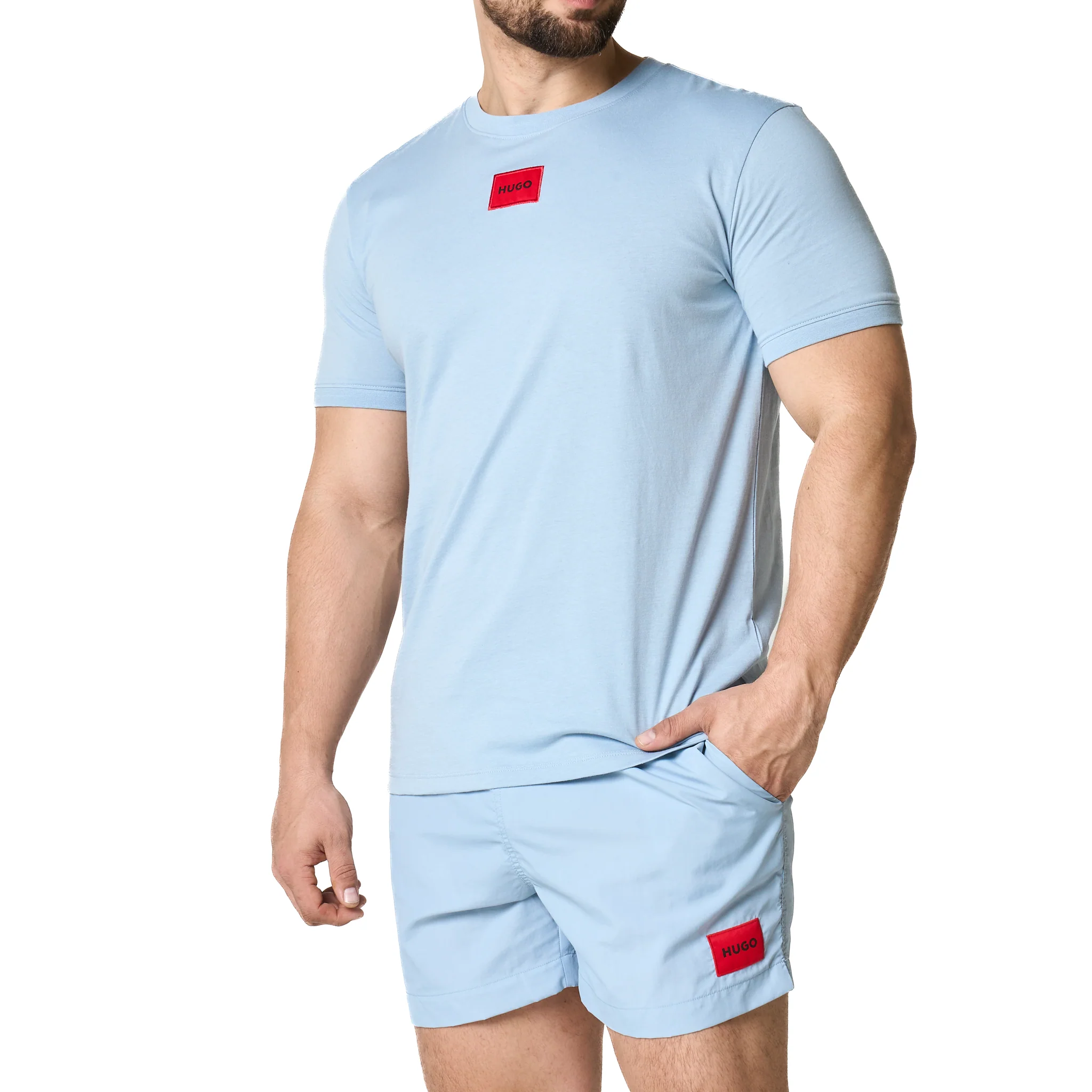 Mens HUGO Blue Diragolino212 S/s T Shirt - Image 4
