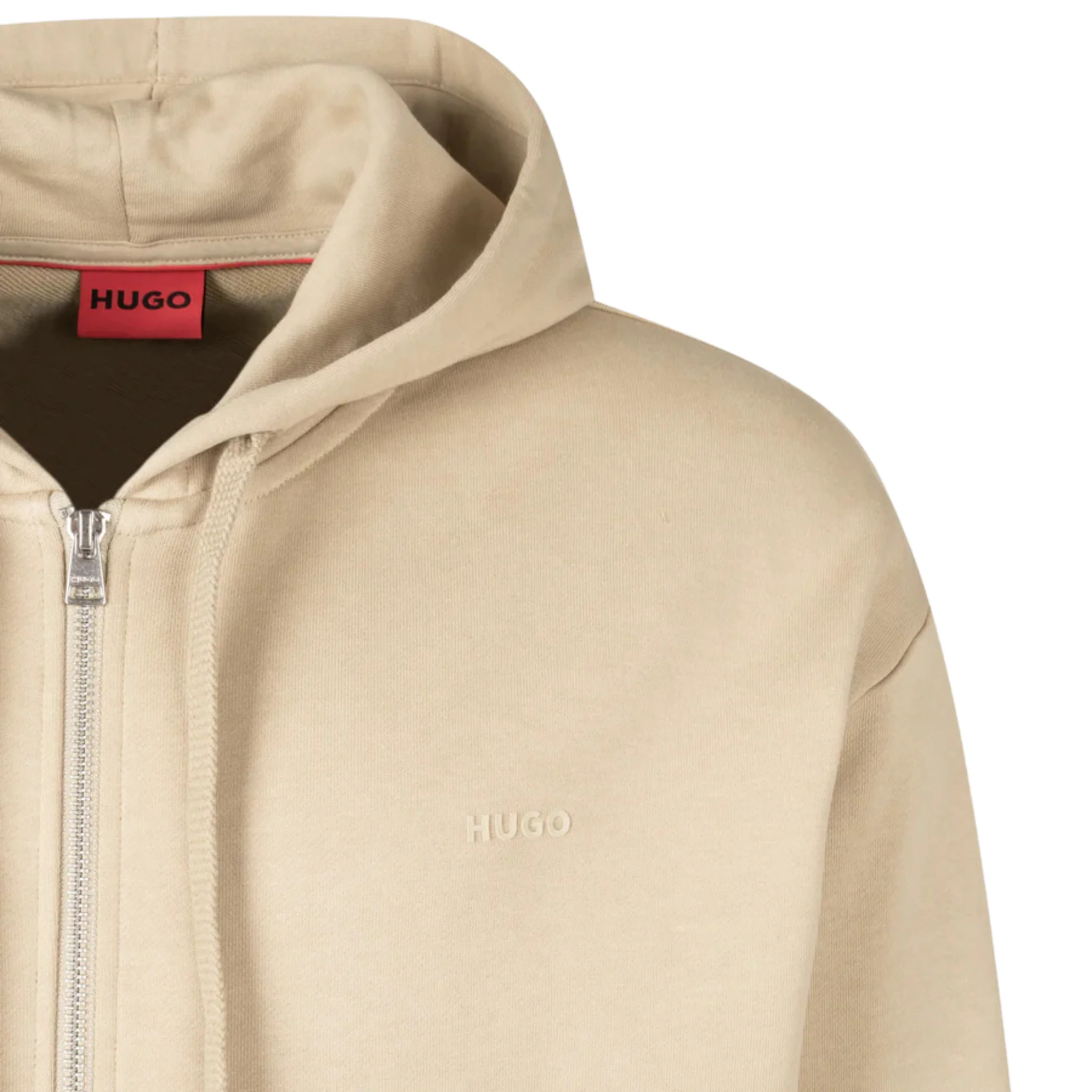 Mens HUGO Medium Beige Dapozip Hoodie - Image 3
