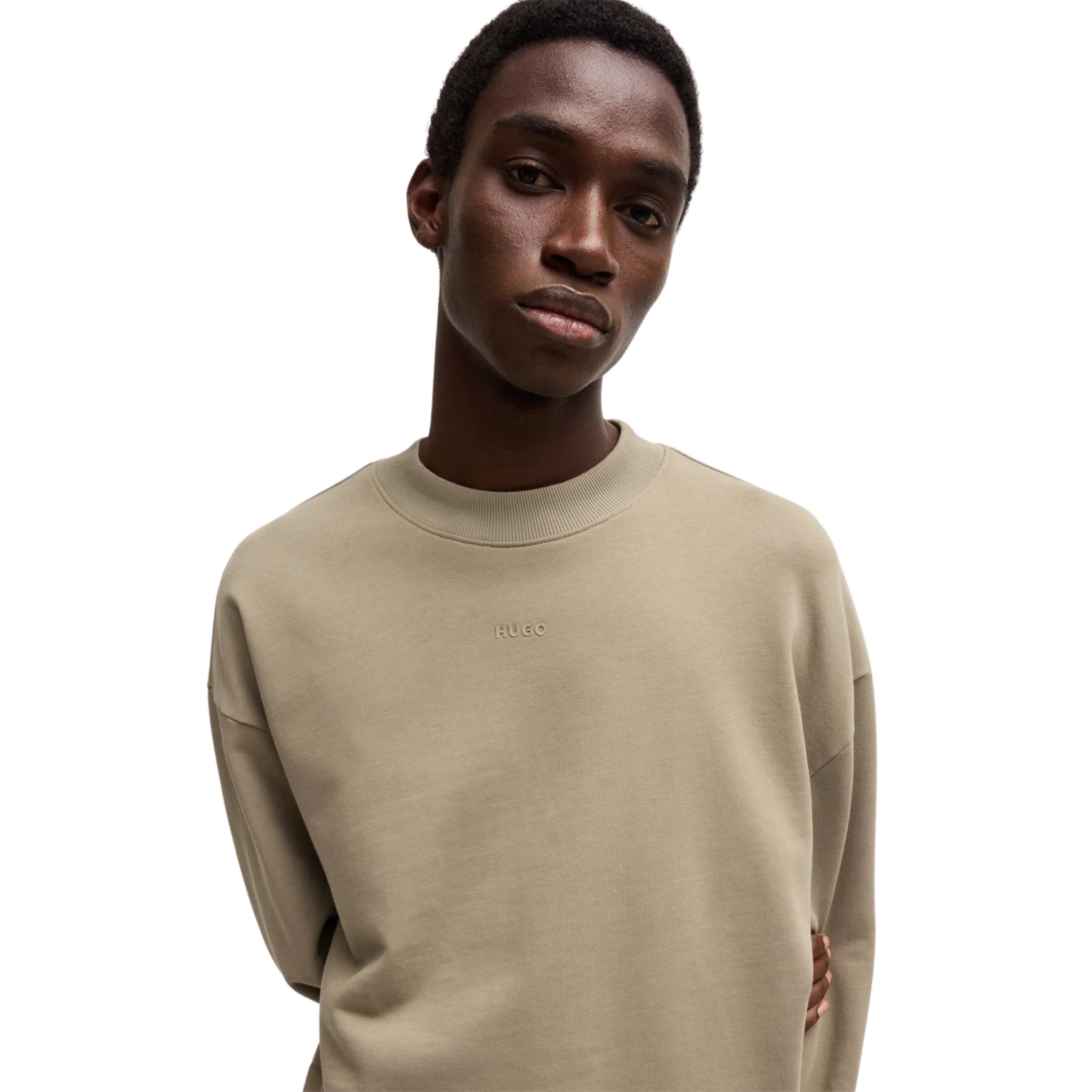 Mens HUGO Medium Brown Dapocrew Sweatshirt - Image 3