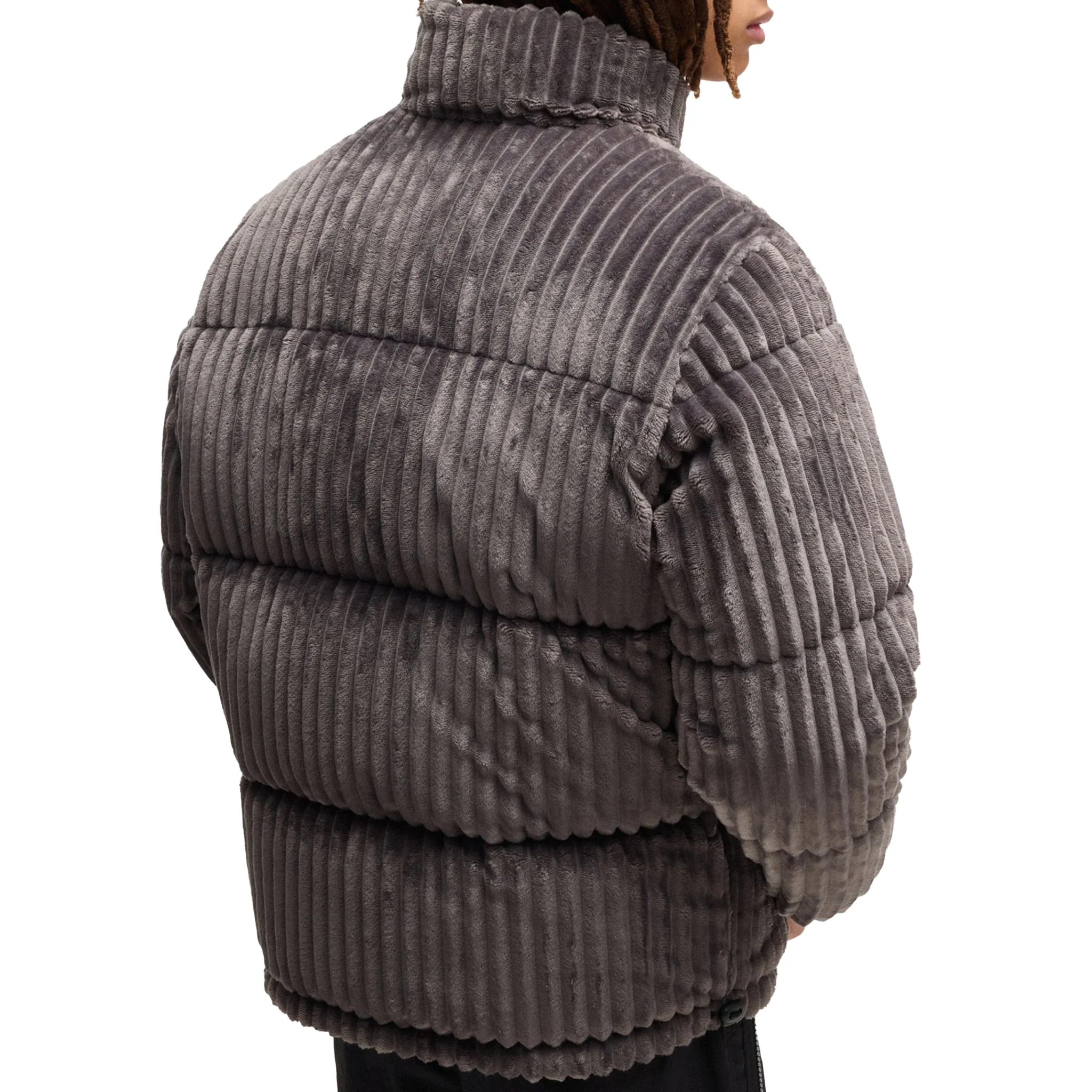 Mens HUGO Medium Grey Biron2442 Cord Padded Jacket - Image 3