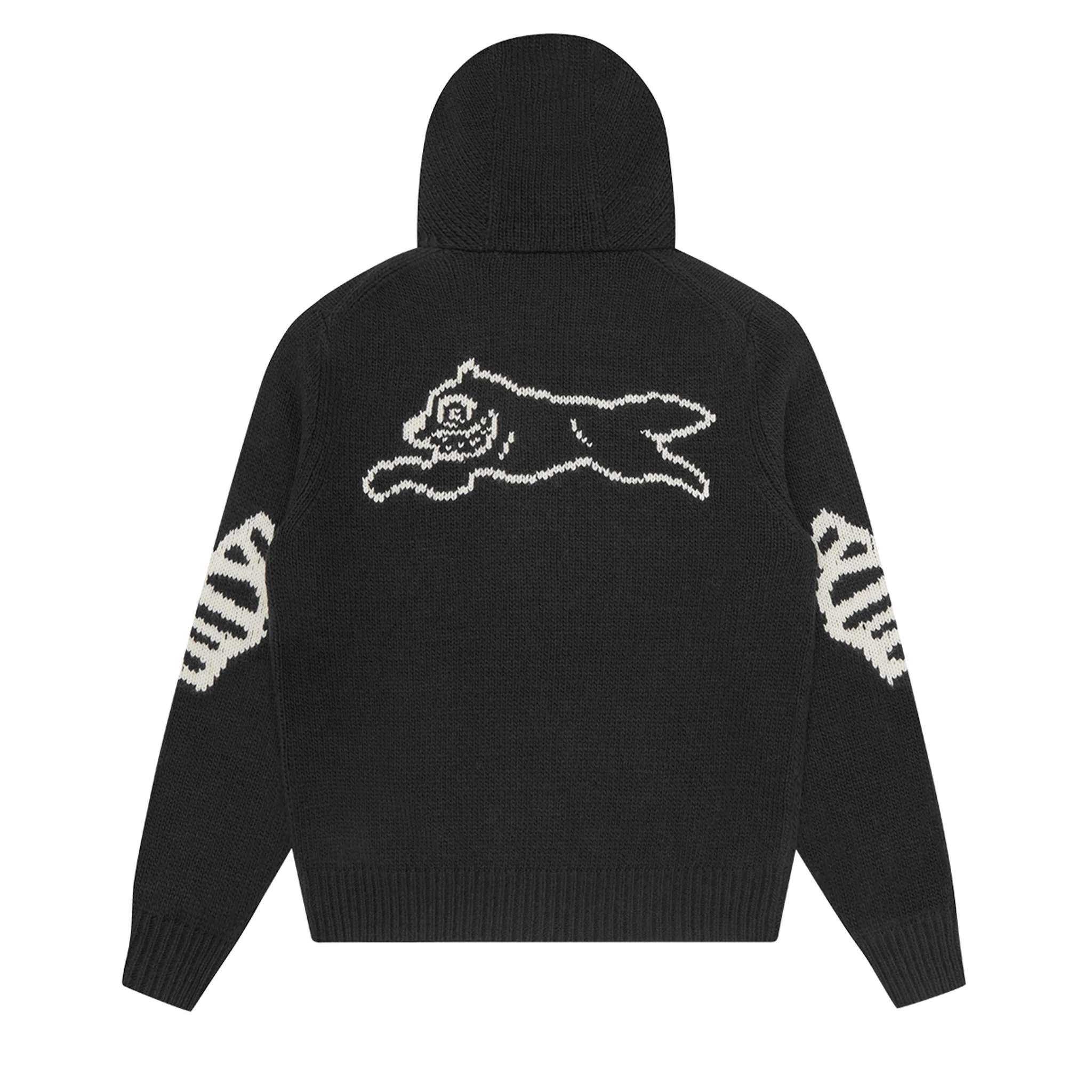 Mens ICECREAM Black Running Dog Knitted Zip Hoodie - Image 6