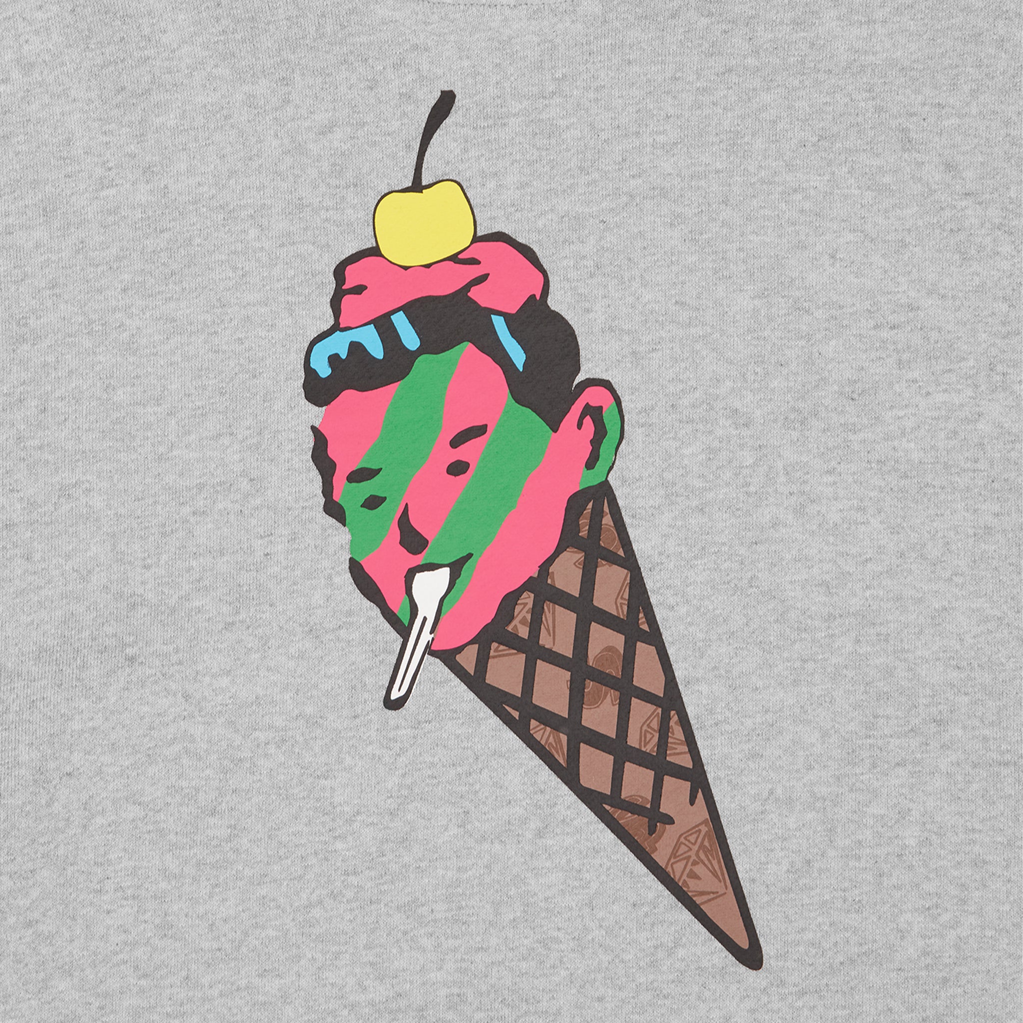 Mens ICECREAM Heather Grey Cone Man Hoodie - Image 2