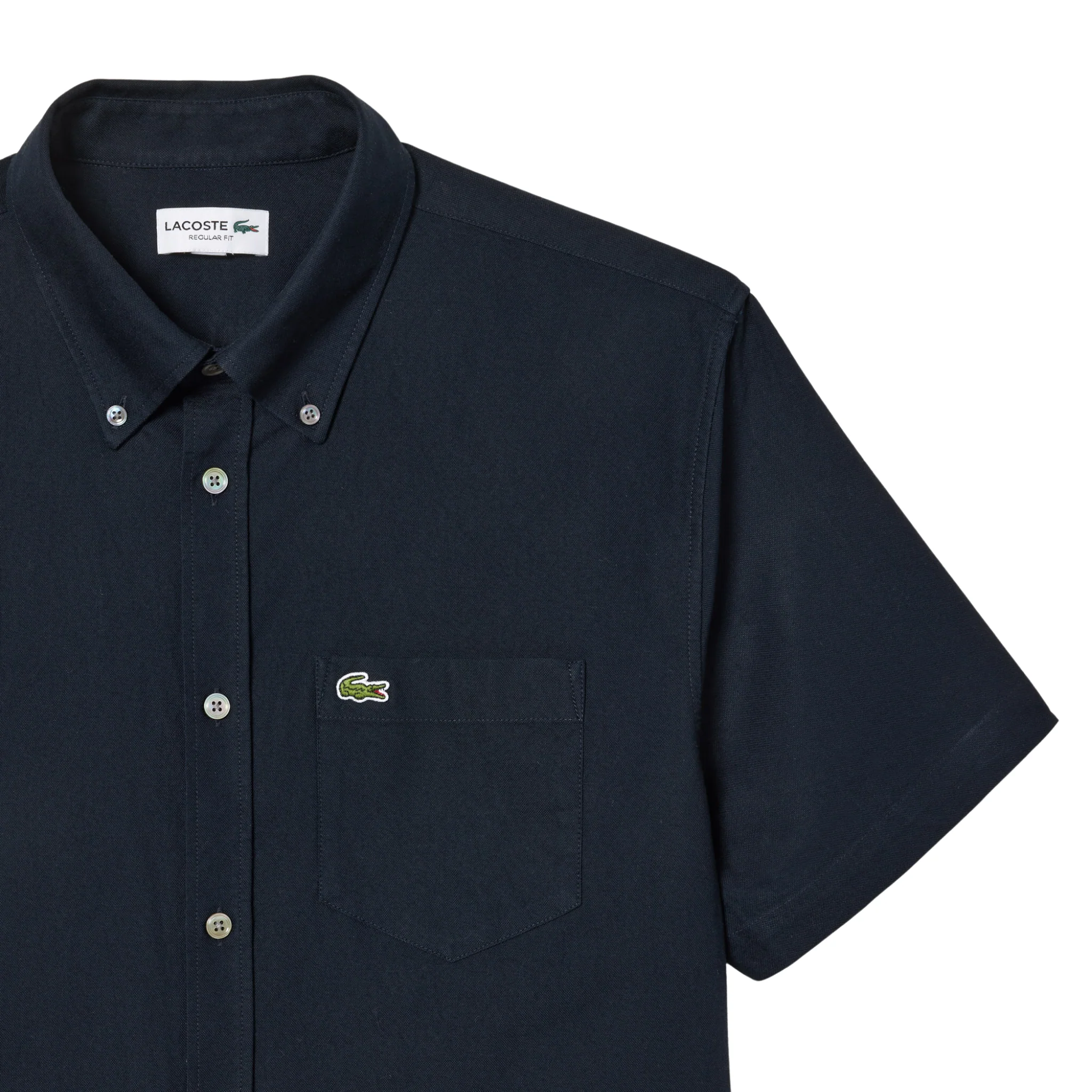 Mens Lacoste Abysm Navy Oxford Casual S/s Shirt - Image 4