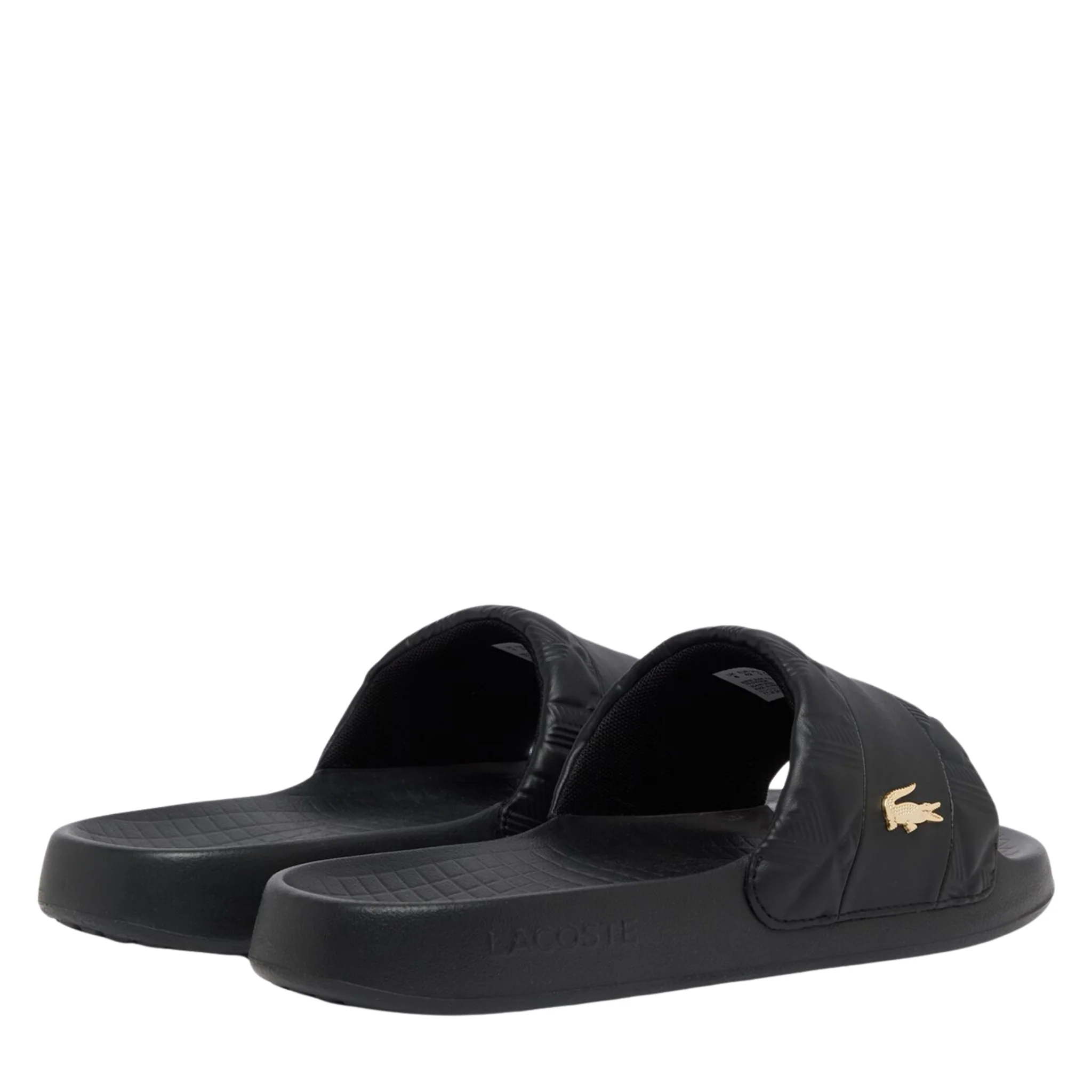 Mens Lacoste Black/Gold Hybrid Monogram Serve Slides - Image 3