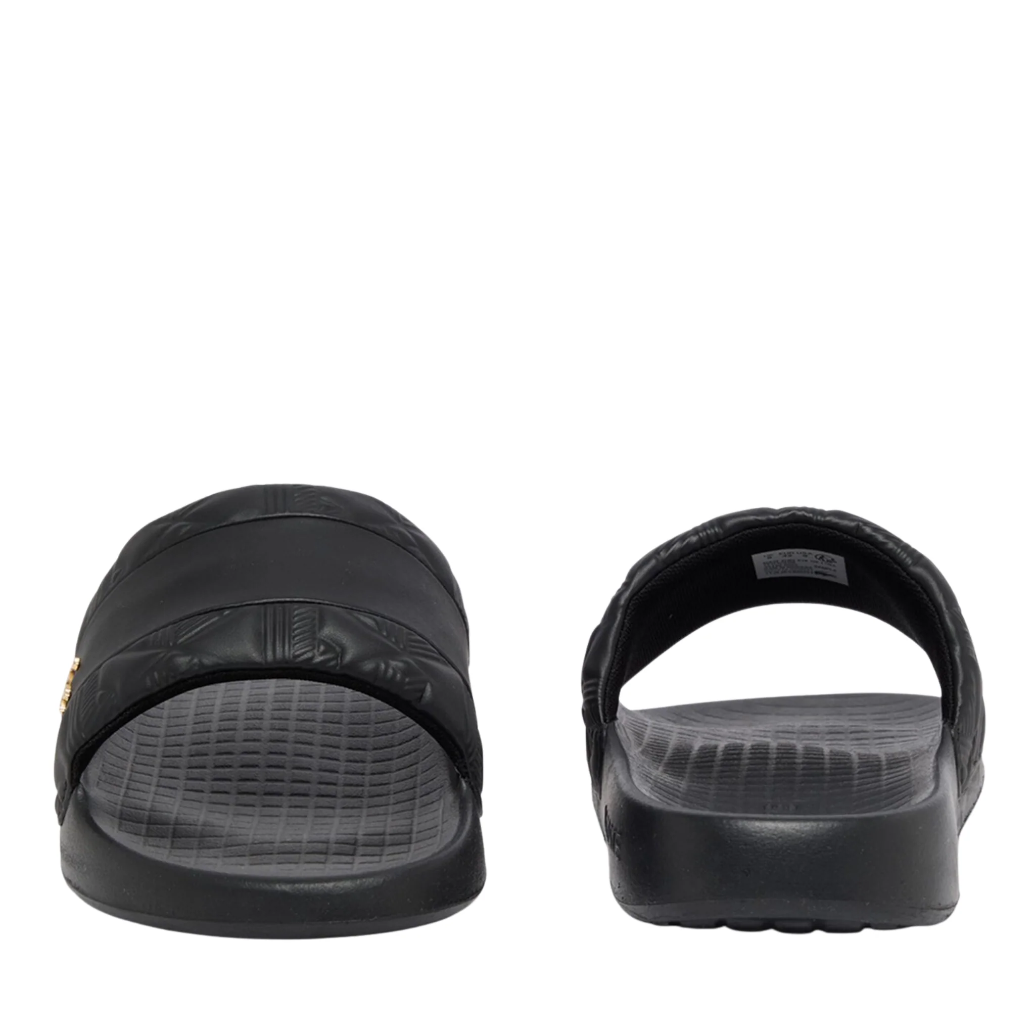 Mens Lacoste Black/Gold Hybrid Monogram Serve Slides - Image 4