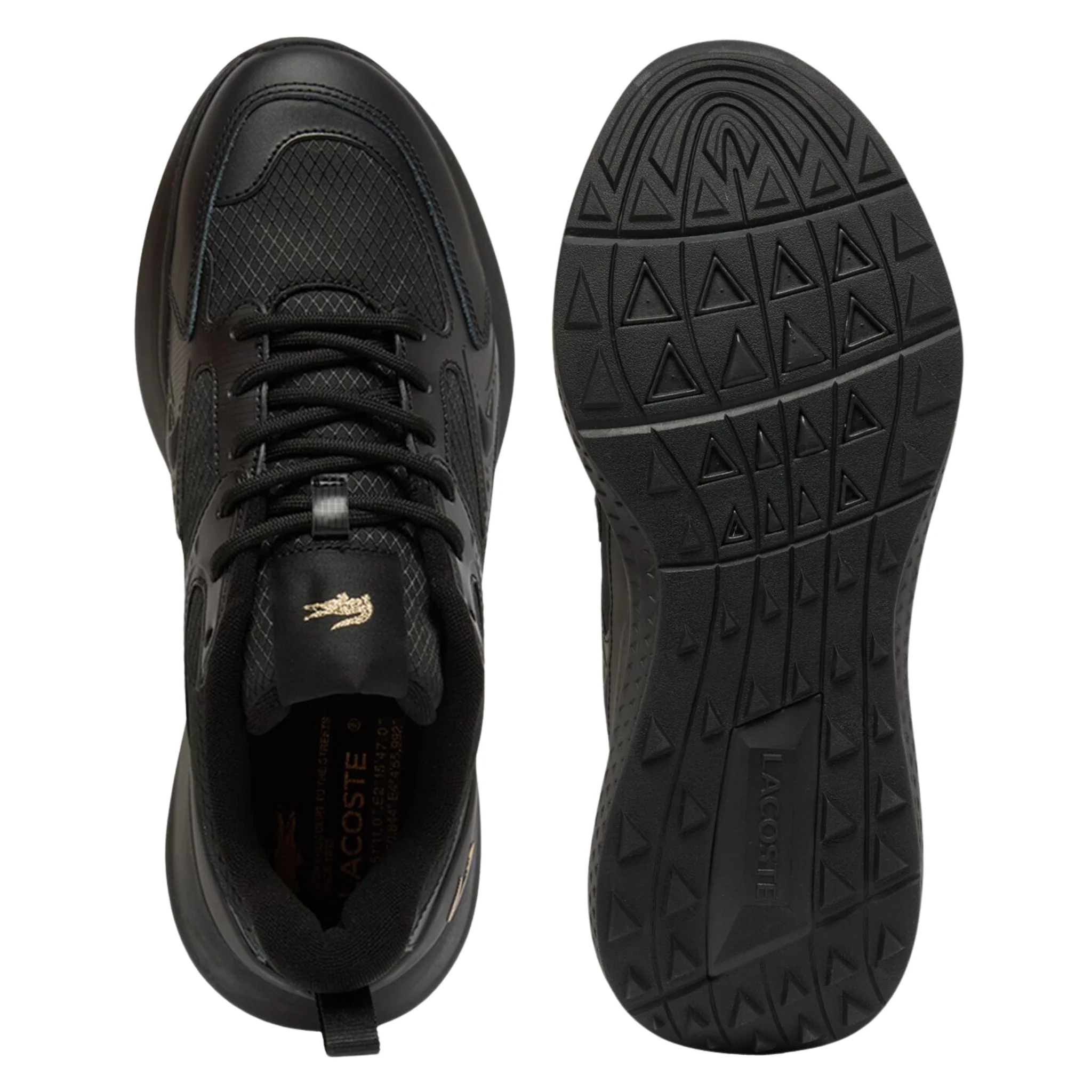 Mens Lacoste Black/Gold L003 Evo Trainers - Image 2