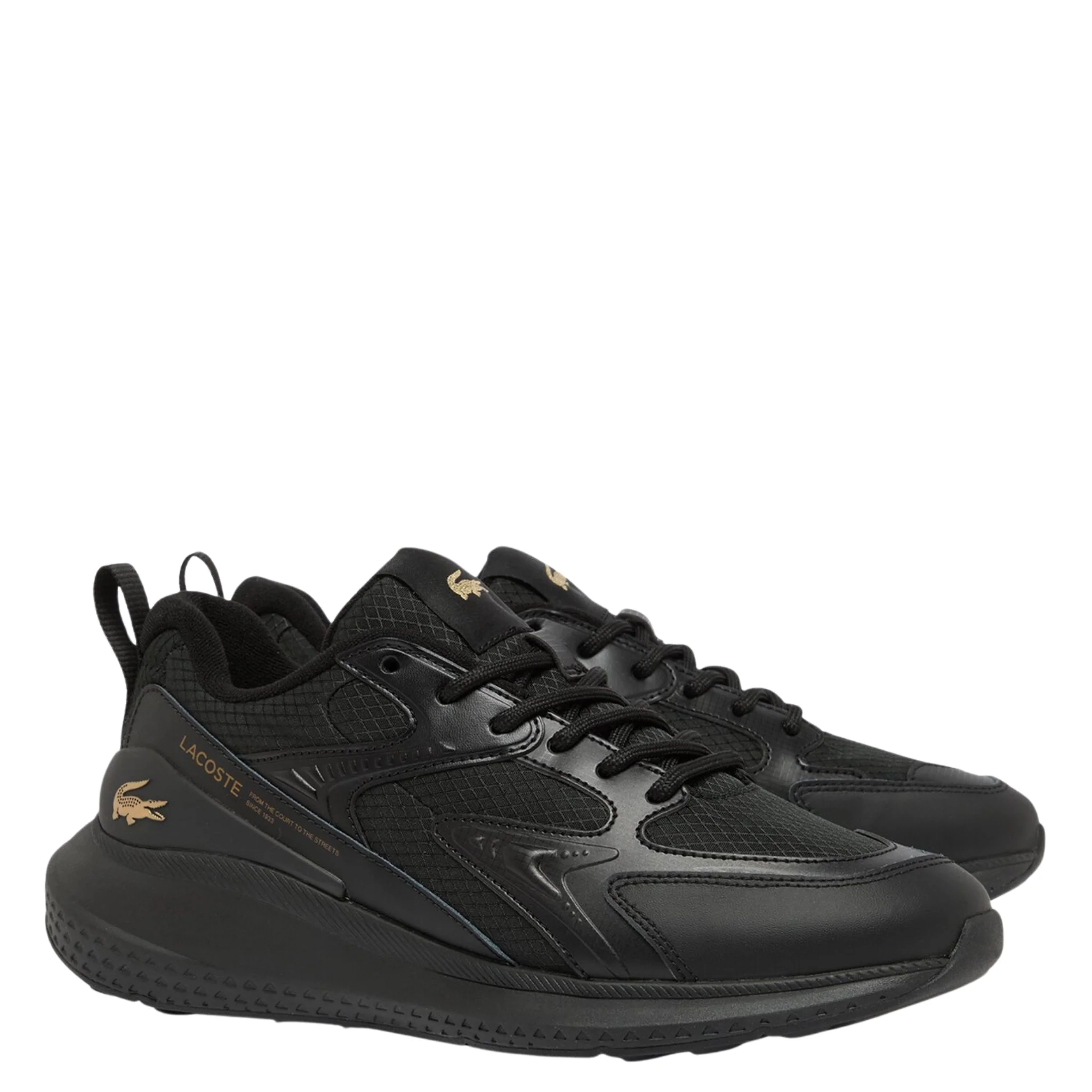 Mens Lacoste Black/Gold L003 Evo Trainers - Image 4