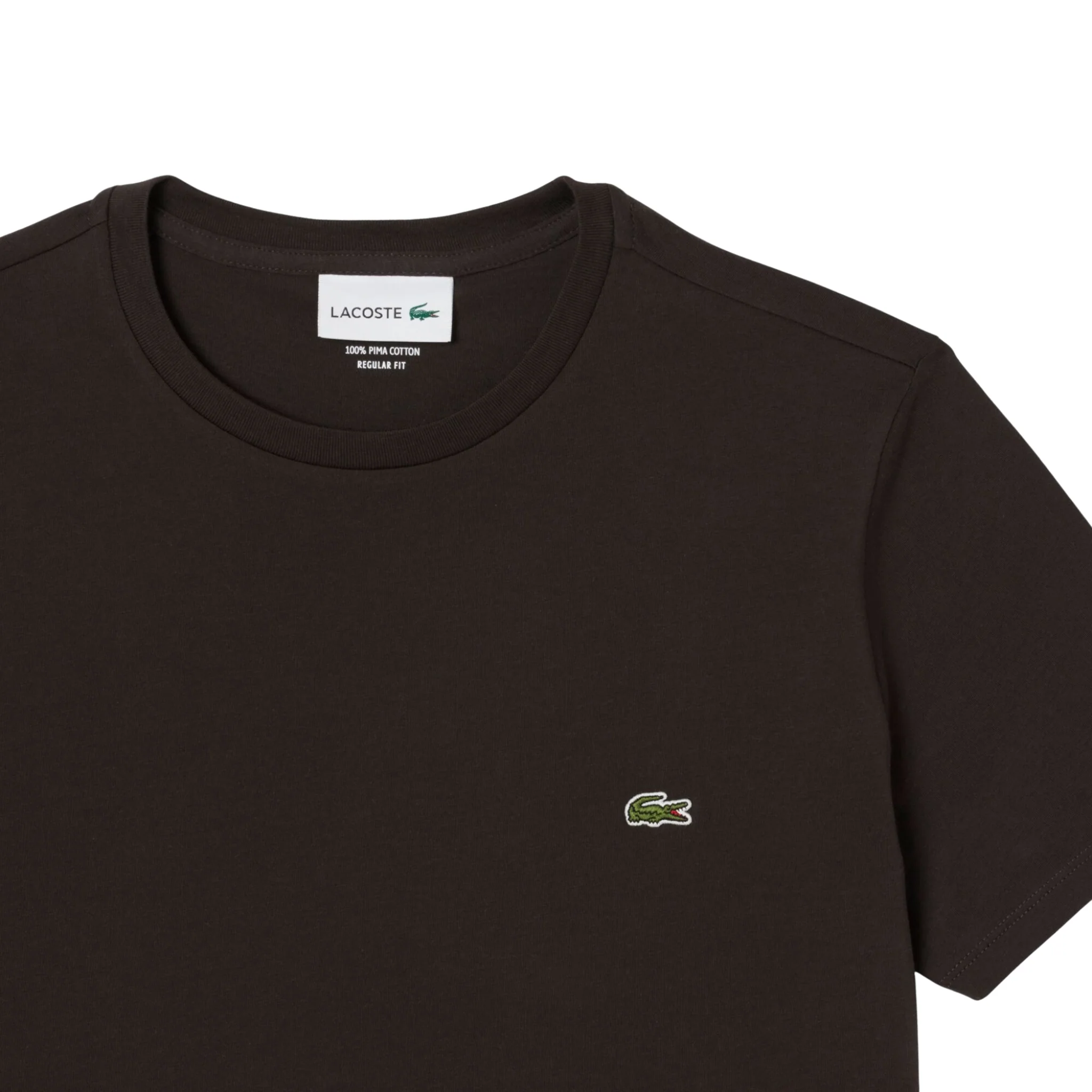 Mens Lacoste Brown Cotton Pima Regular Fit S/s T Shirt - Image 2
