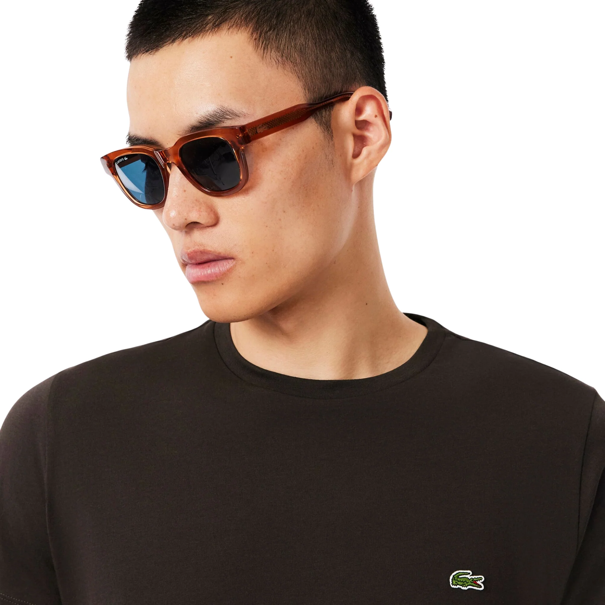 Mens Lacoste Brown Cotton Pima Regular Fit S/s T Shirt - Image 3