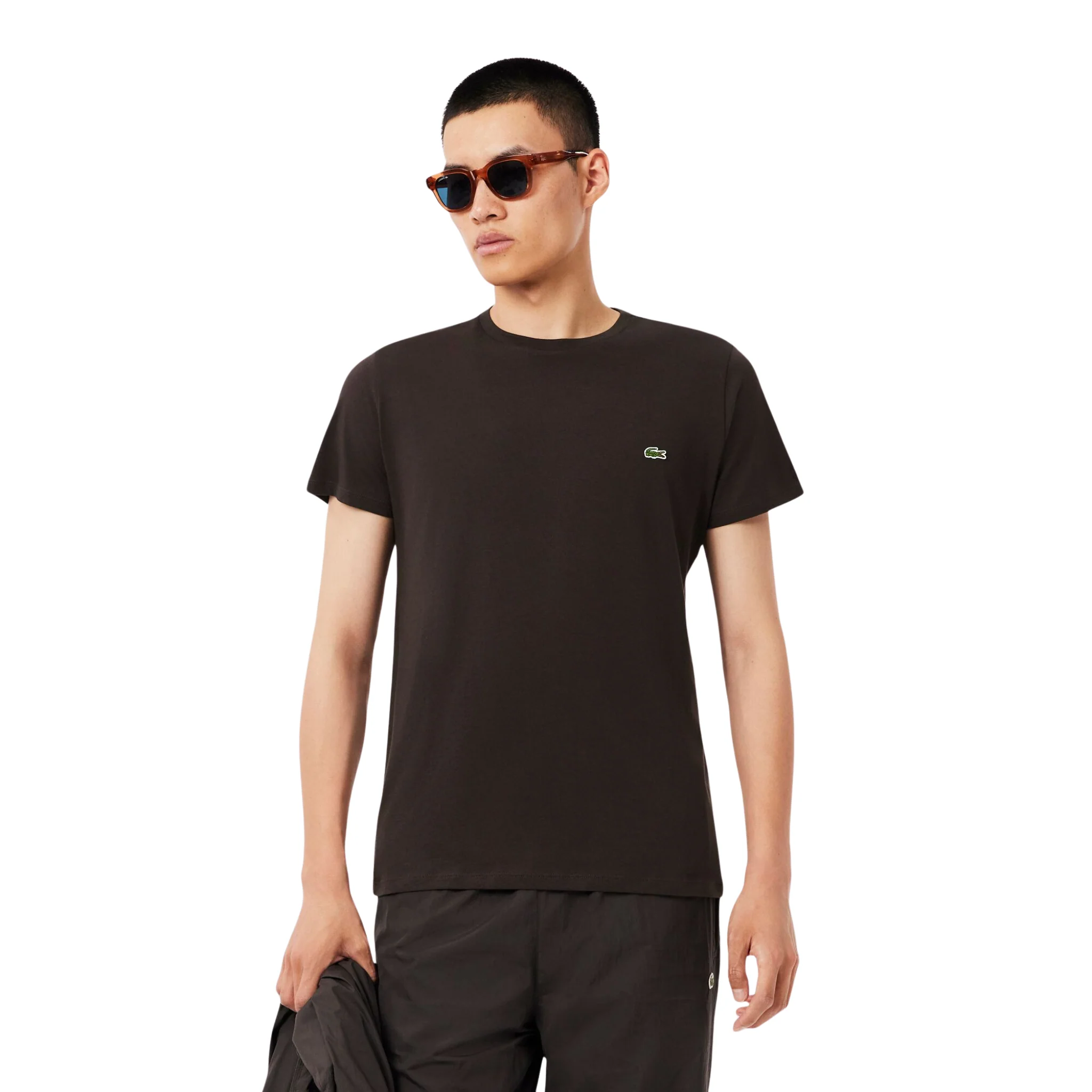 Mens Lacoste Brown Cotton Pima Regular Fit S/s T Shirt - Image 4