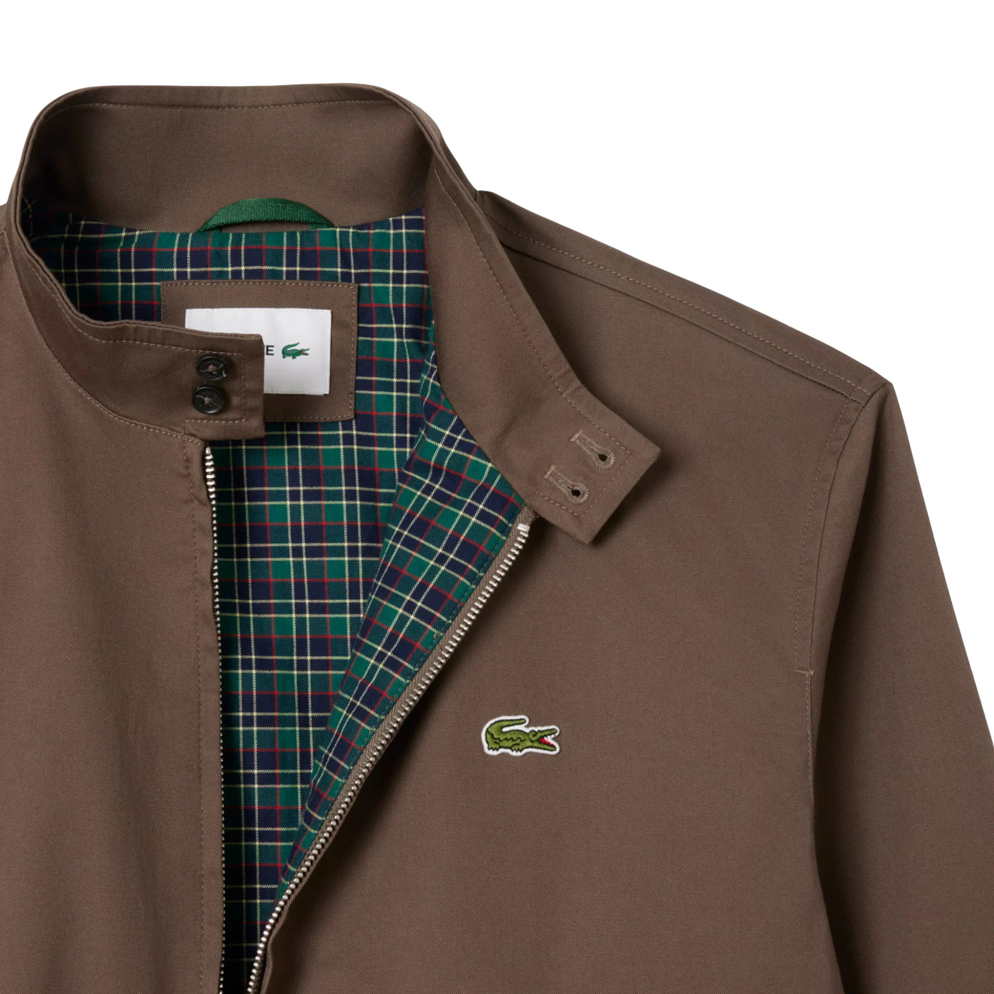 Mens Lacoste Brown Waterproof Twill Harrington Jacket - Image 3