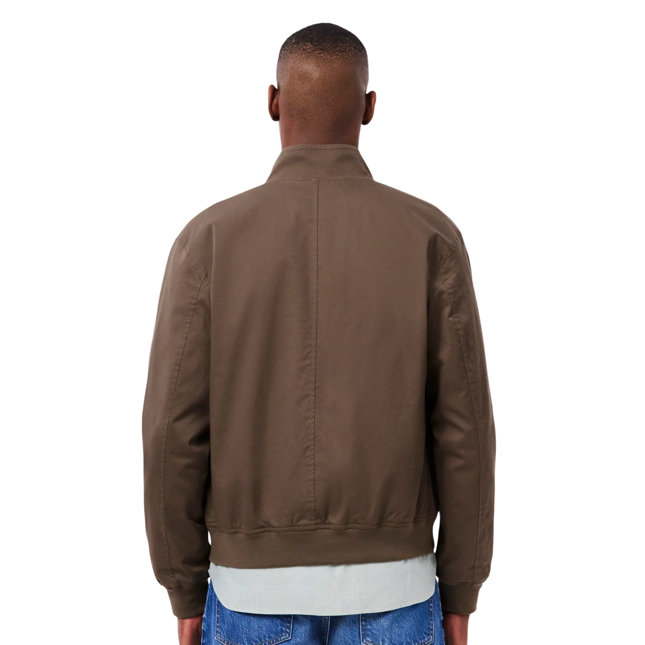 Mens Lacoste Brown Waterproof Twill Harrington Jacket - Image 6