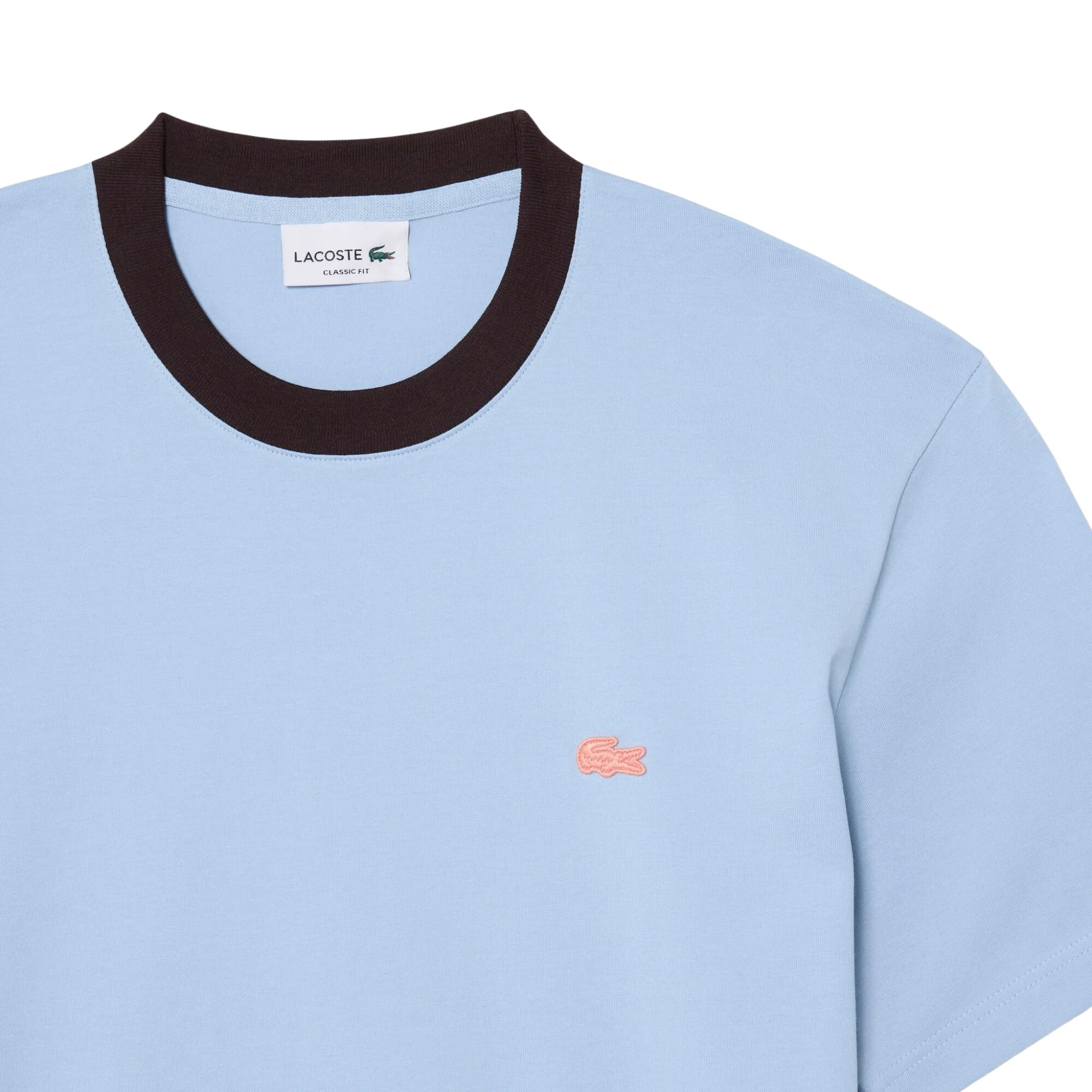 Mens Lacoste Chambray Contrast Rib Classic Fit S/s T Shirt - Image 2
