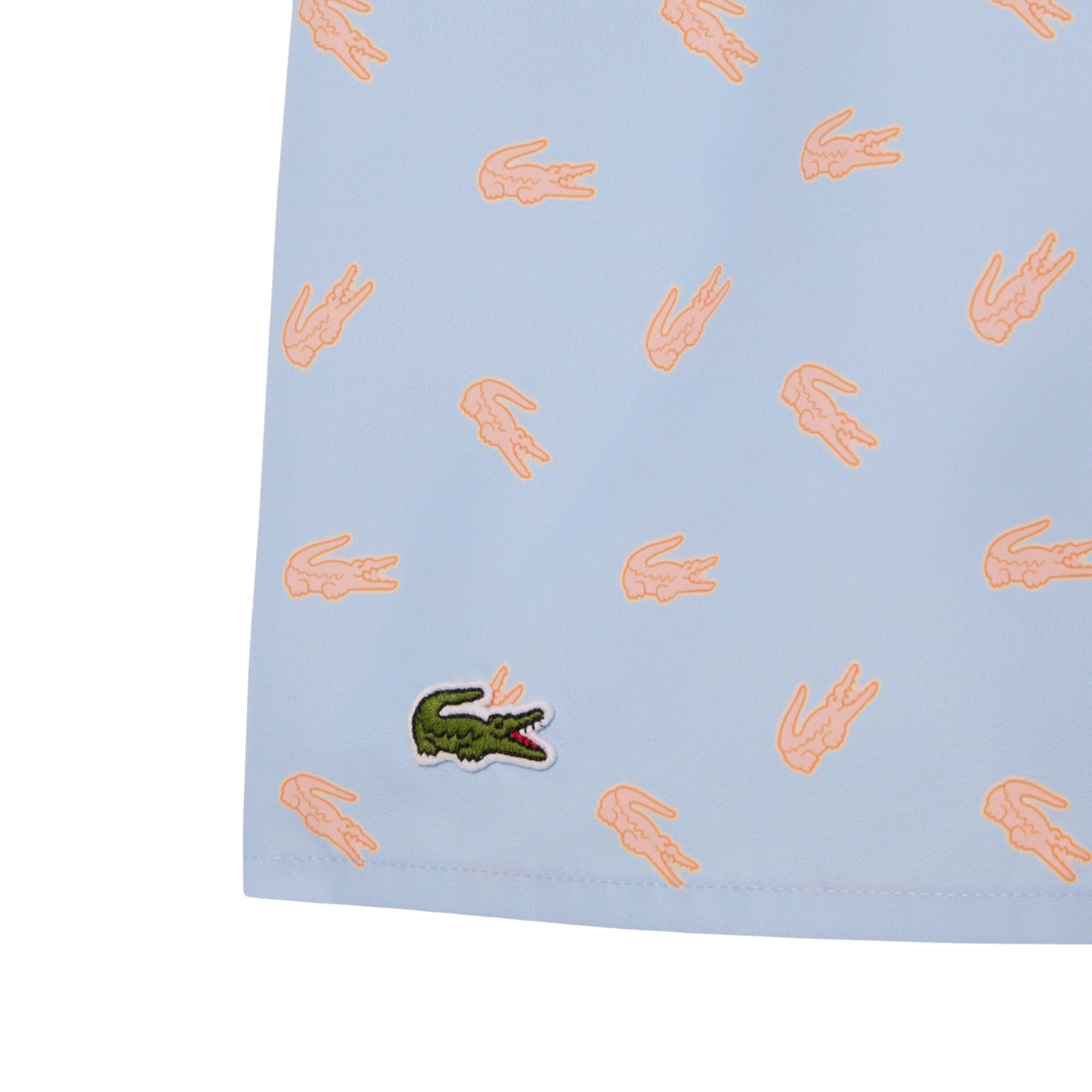 Mens Lacoste Chambray Crocodile Print Swim Shorts - Image 3