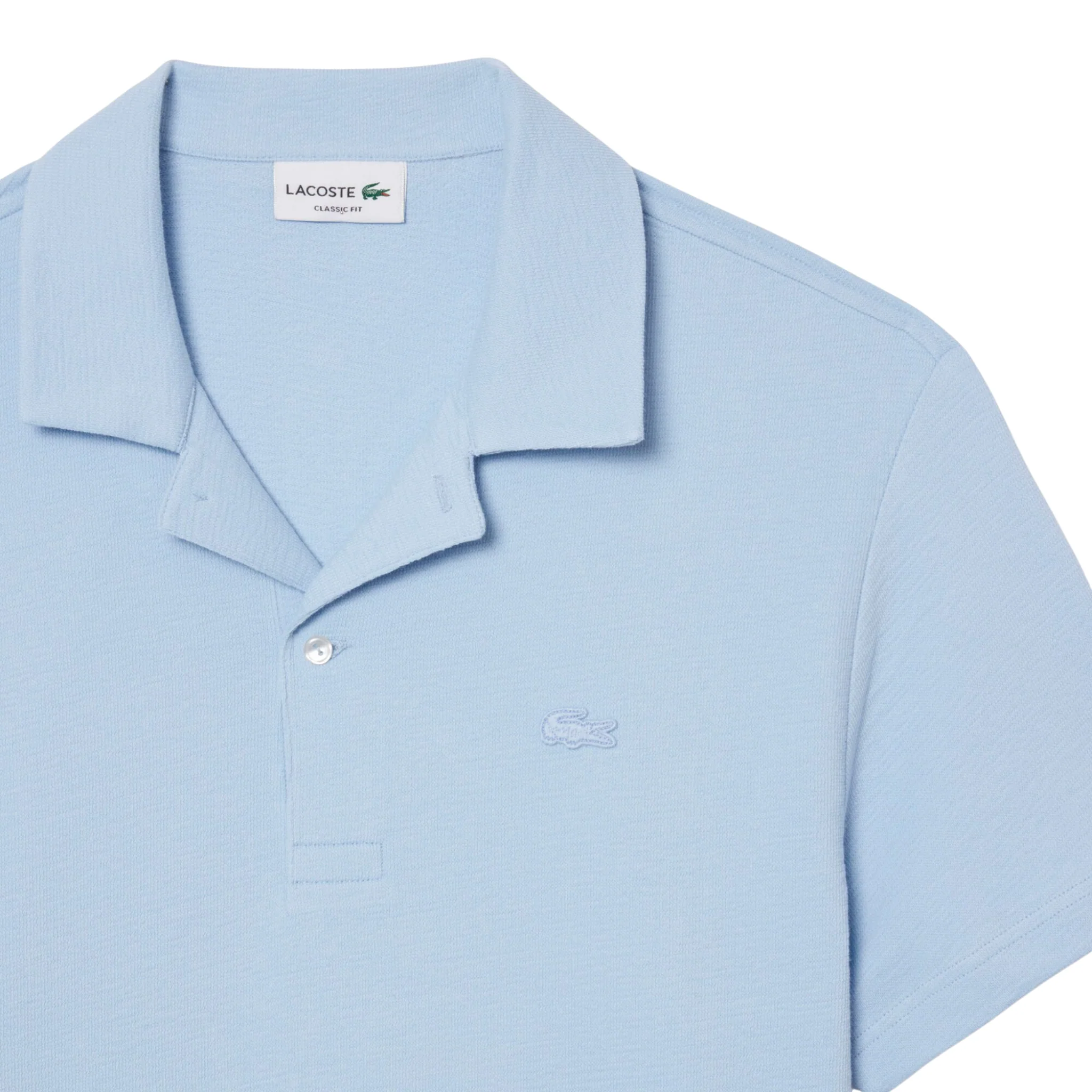 Mens Lacoste Chambray Textured Jersey Open Neck S/s Polo - Image 2
