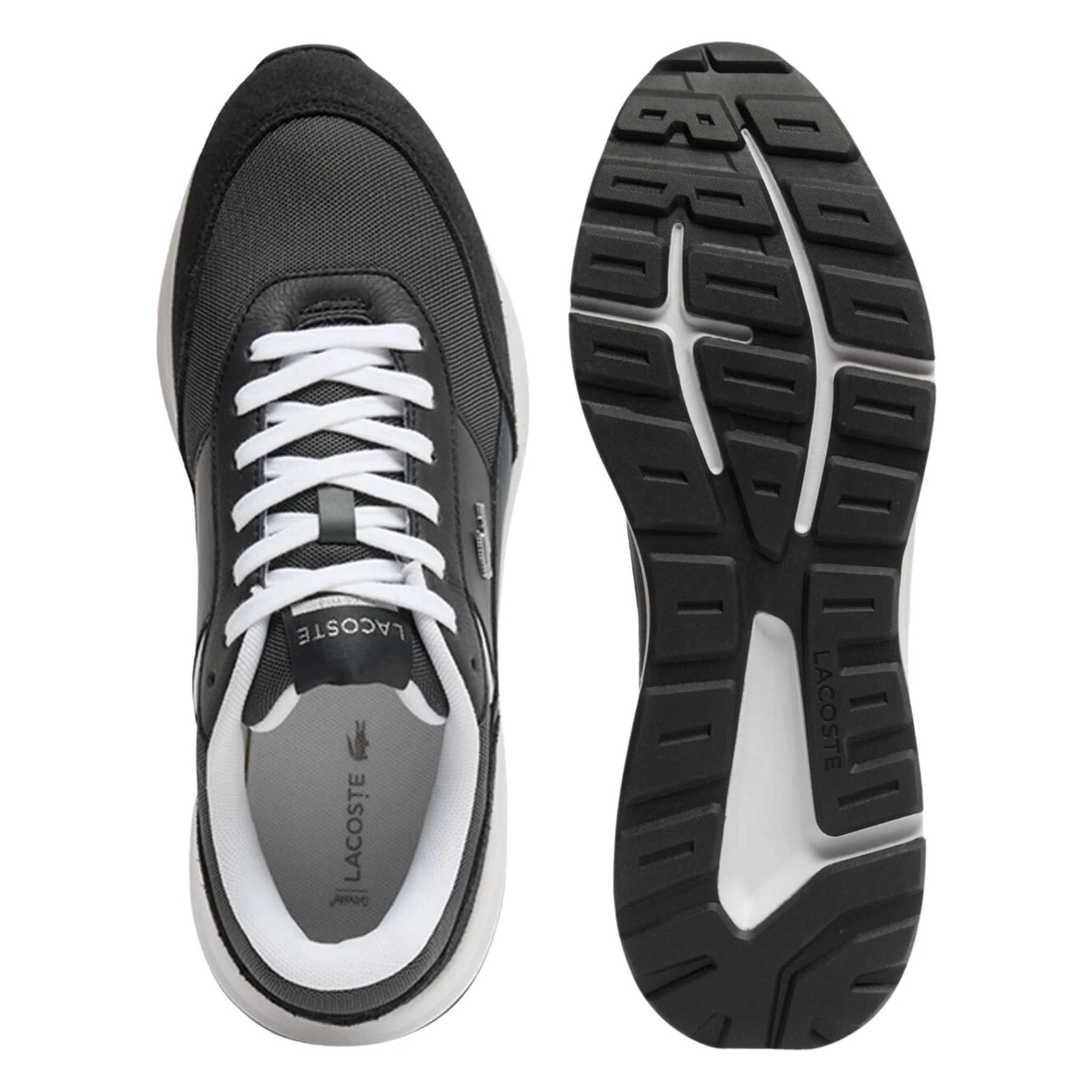Mens Lacoste Dark Grey/Black Run Set CGR Bar Trainers - Image 2