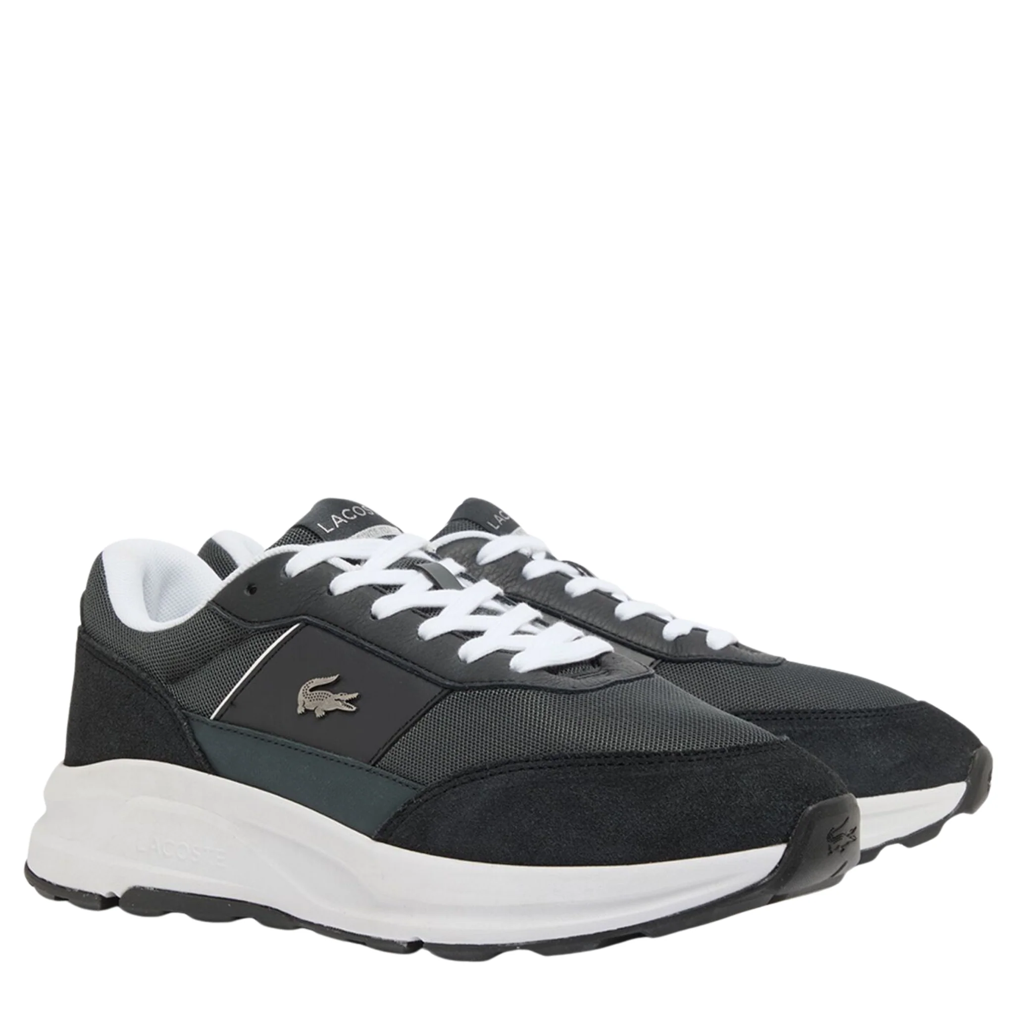 Mens Lacoste Dark Grey/Black Run Set CGR Bar Trainers - Image 4